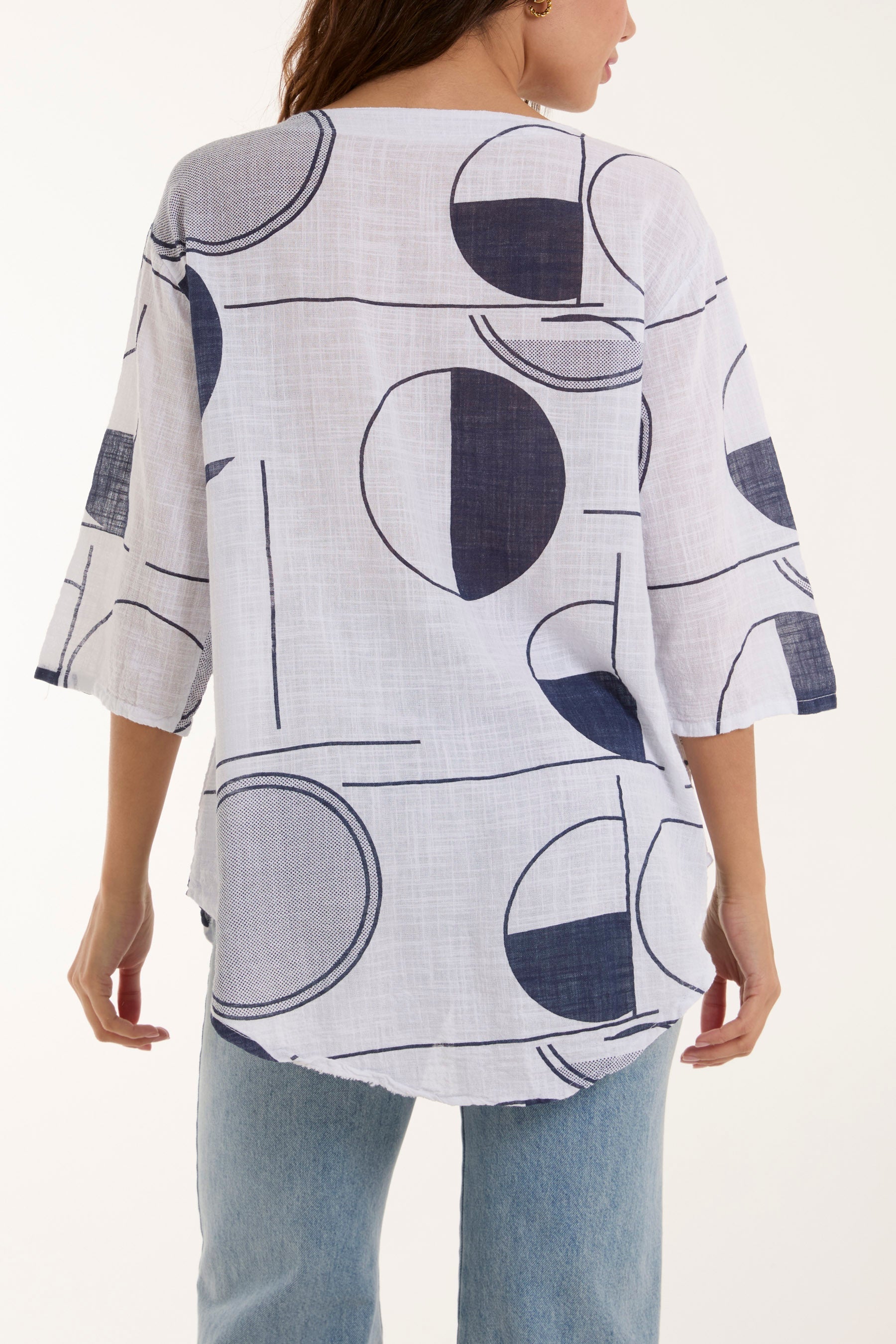 Geometric Shapes Silver Button Top Tops WearAll