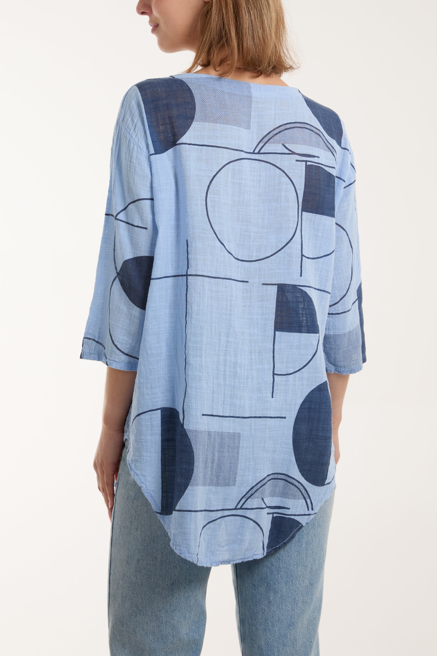 Geometric Shapes Silver Button Top Tops WearAll