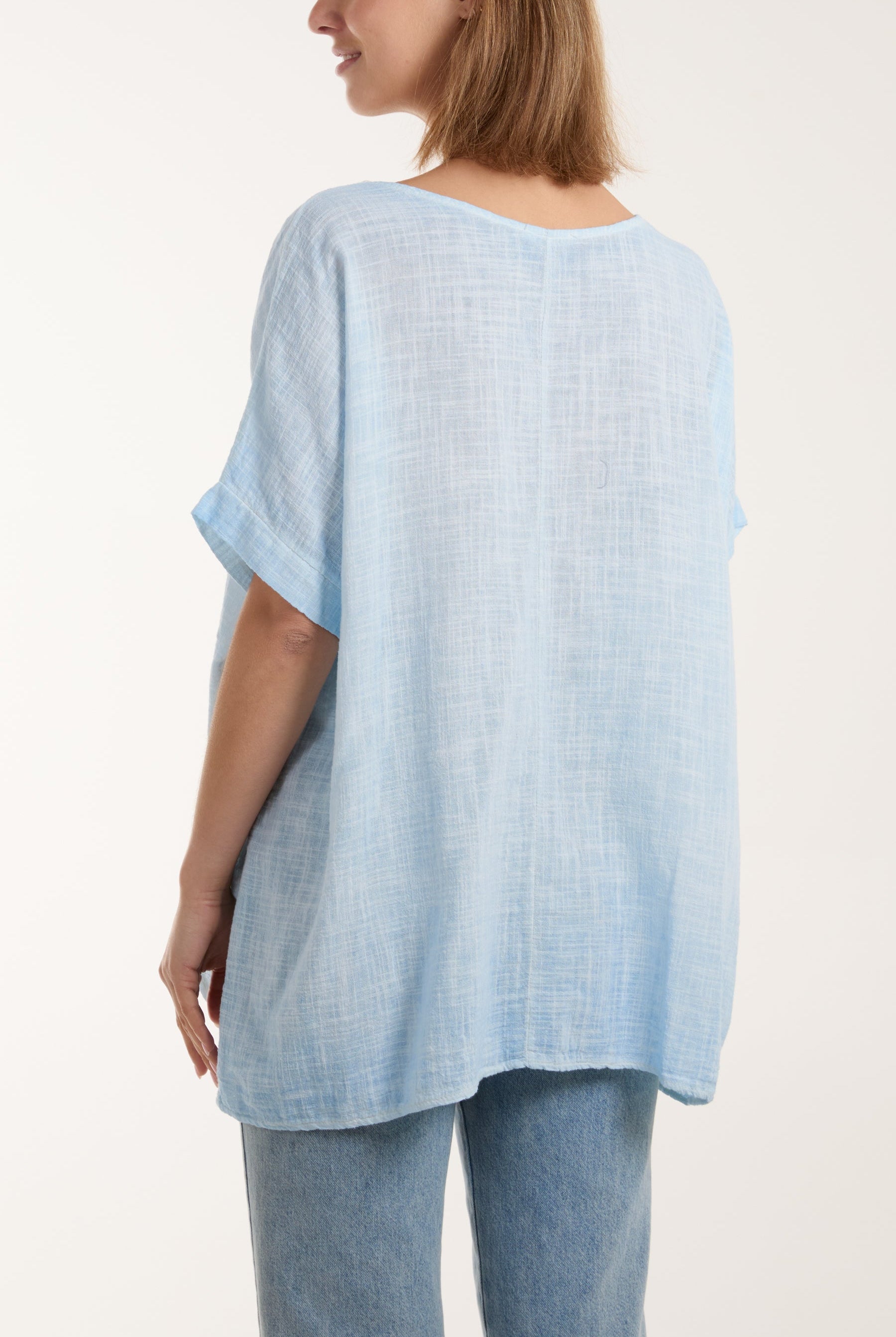 Cotton Washed Short Sleeve Top Tops WearAll
