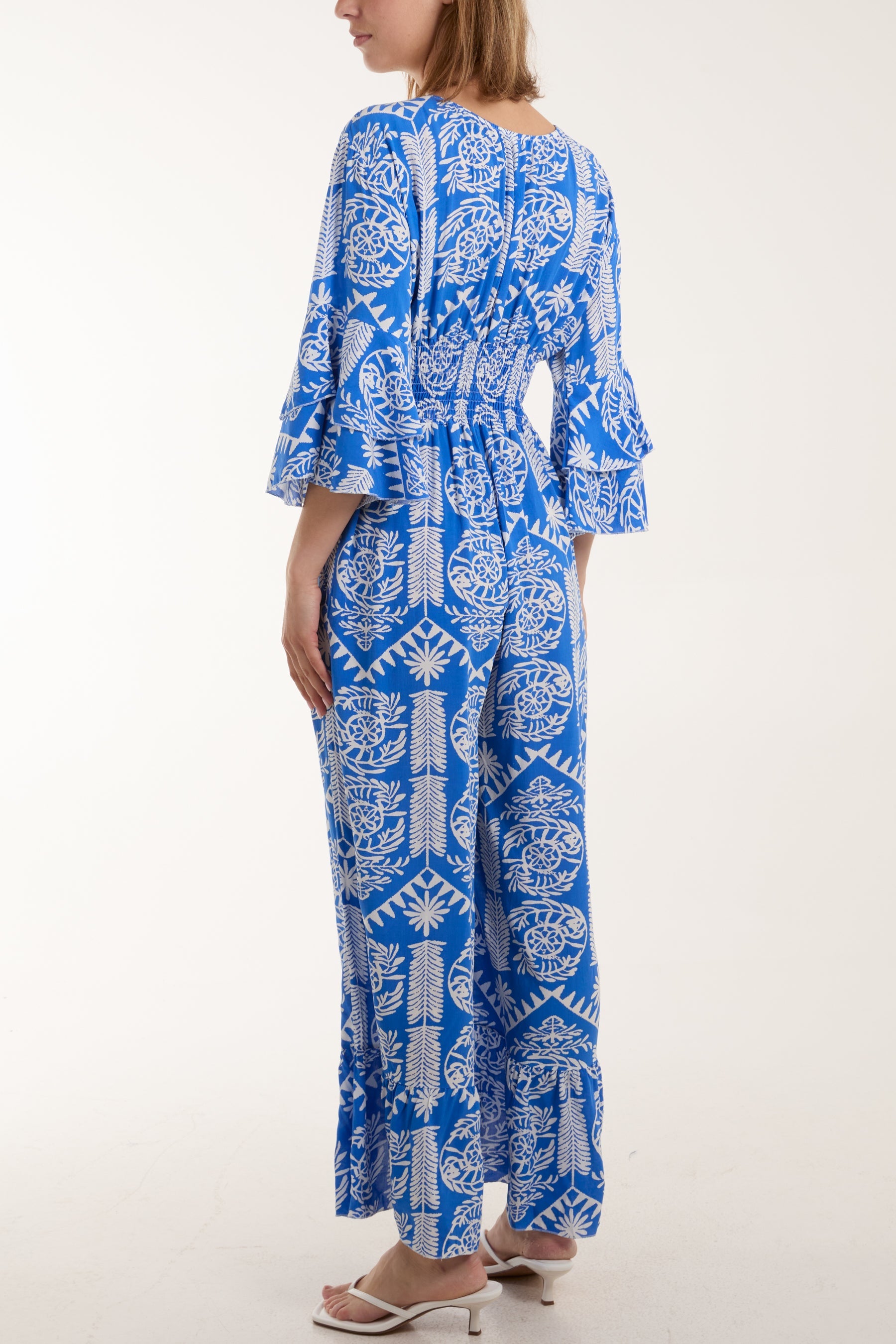 Baroque Shirred Bodice Jumpsuit Jumpsuits WearAll