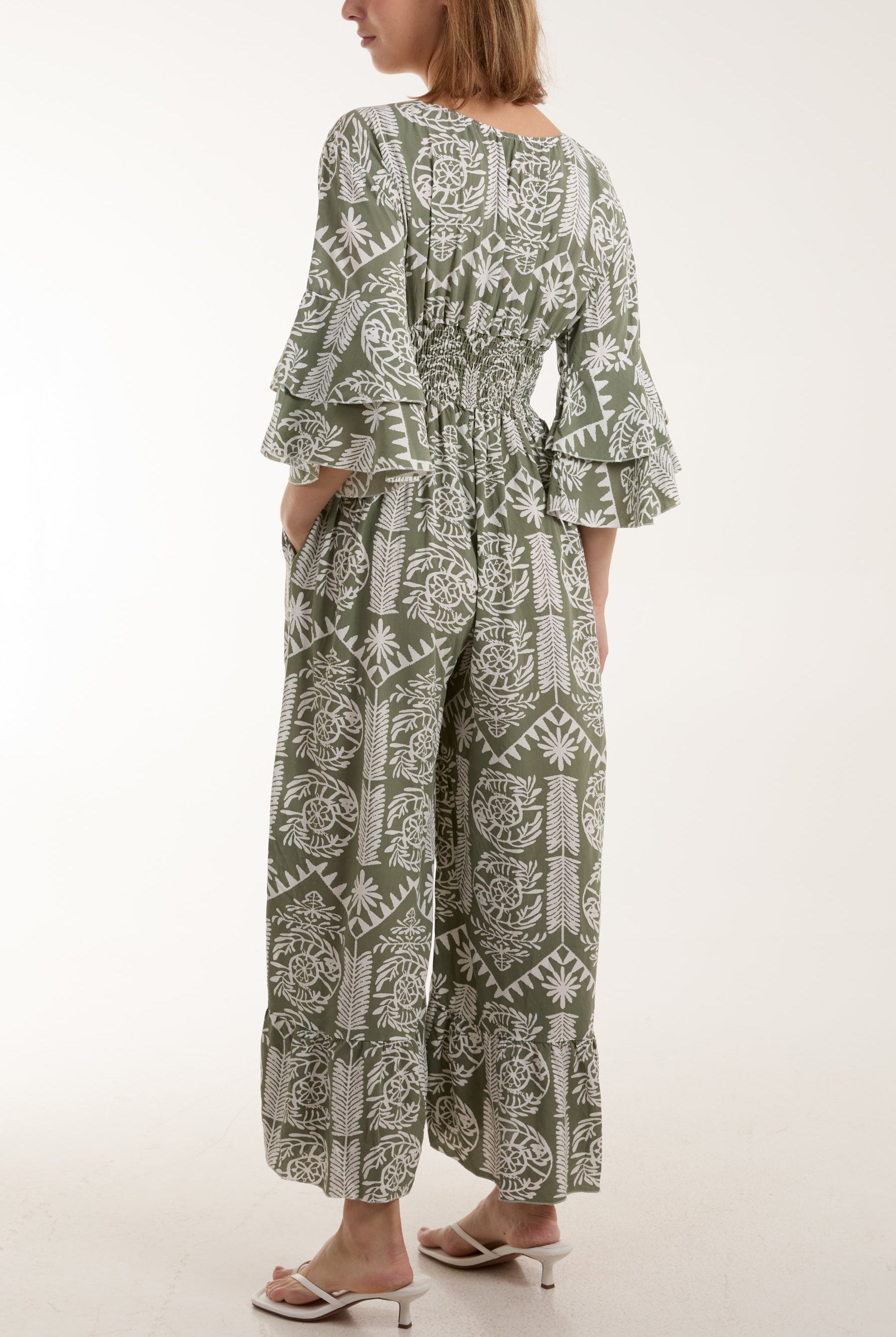 Baroque Shirred Bodice Jumpsuit Jumpsuits WearAll