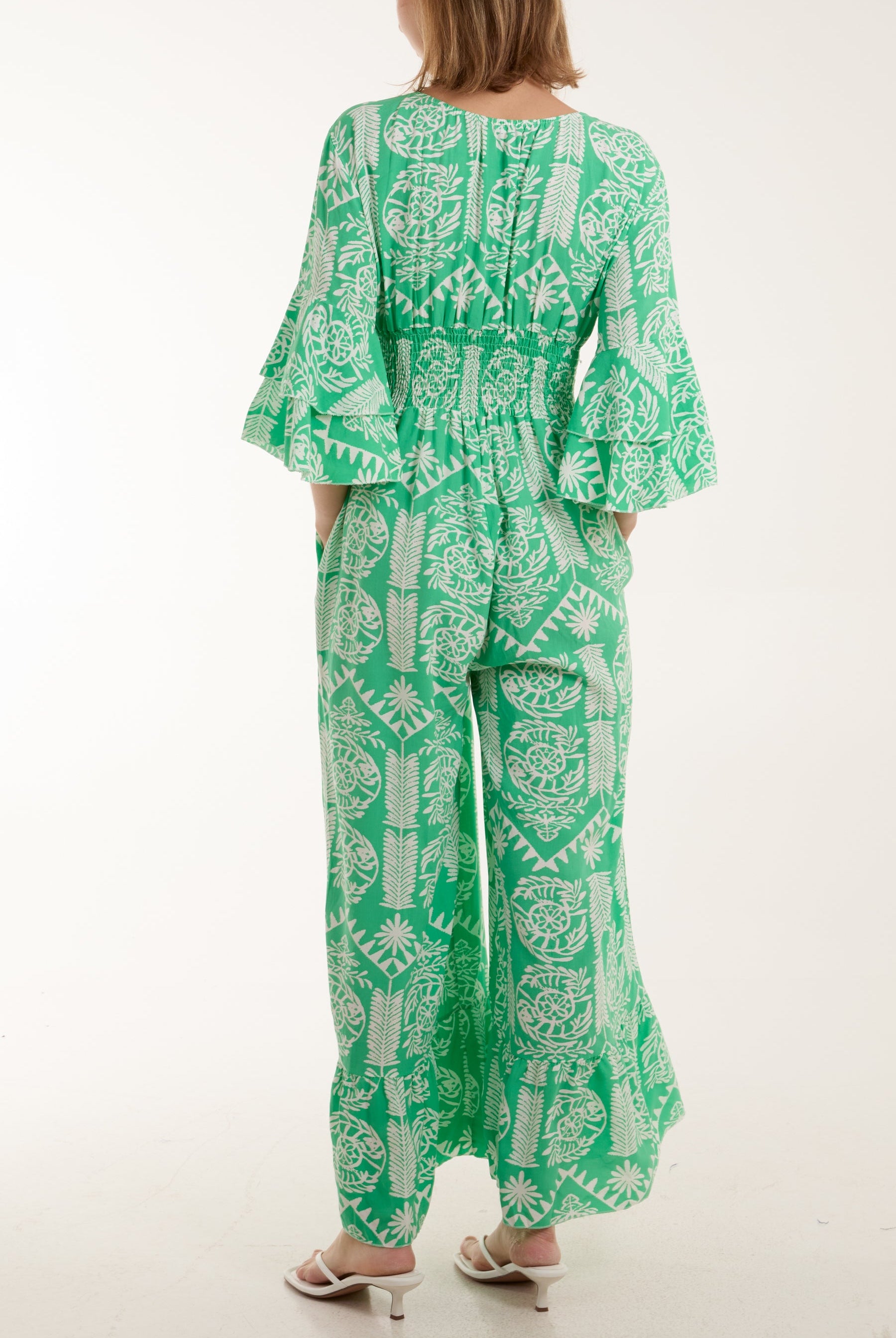 Baroque Shirred Bodice Jumpsuit Jumpsuits WearAll