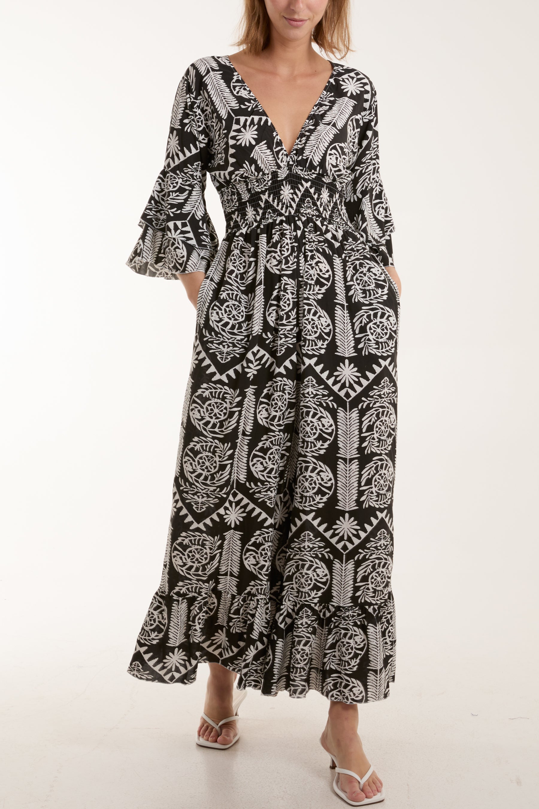 Baroque Shirred Bodice Jumpsuit Jumpsuits WearAll Black One Size