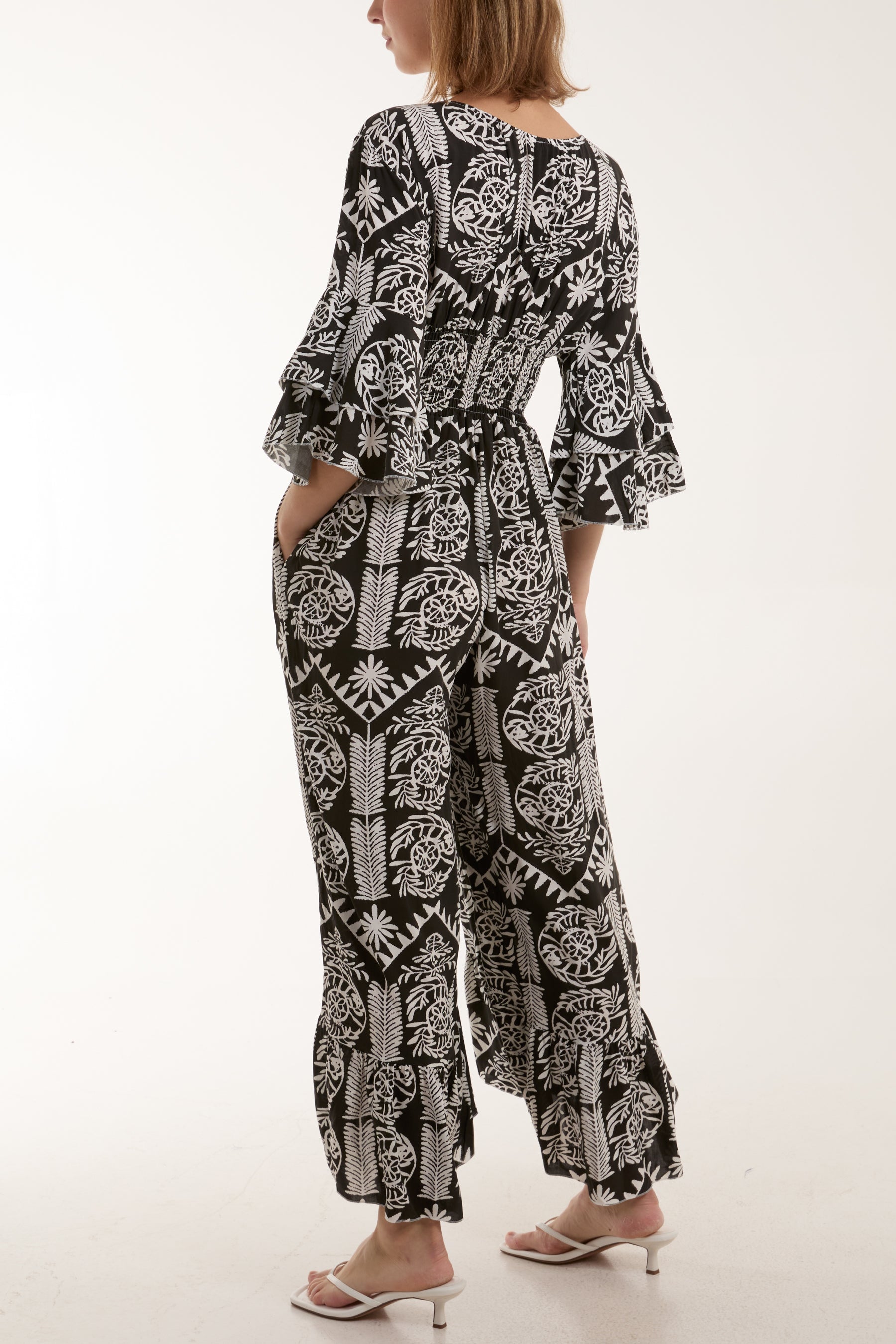 Baroque Shirred Bodice Jumpsuit Jumpsuits WearAll