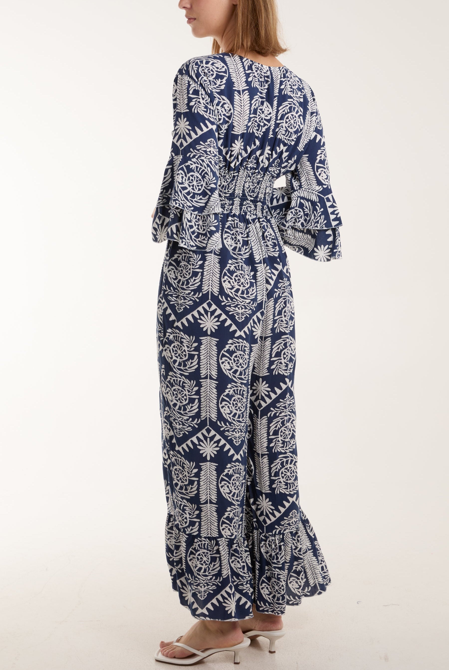 Baroque Shirred Bodice Jumpsuit Jumpsuits WearAll