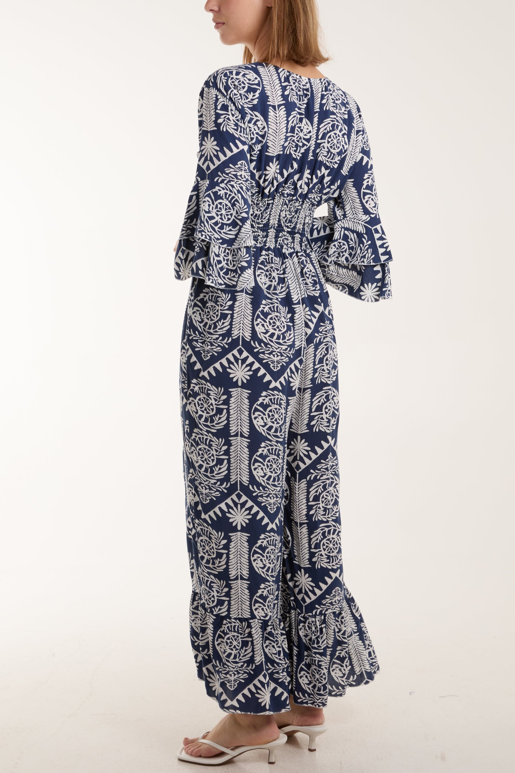 Baroque Shirred Bodice Jumpsuit Jumpsuits WearAll