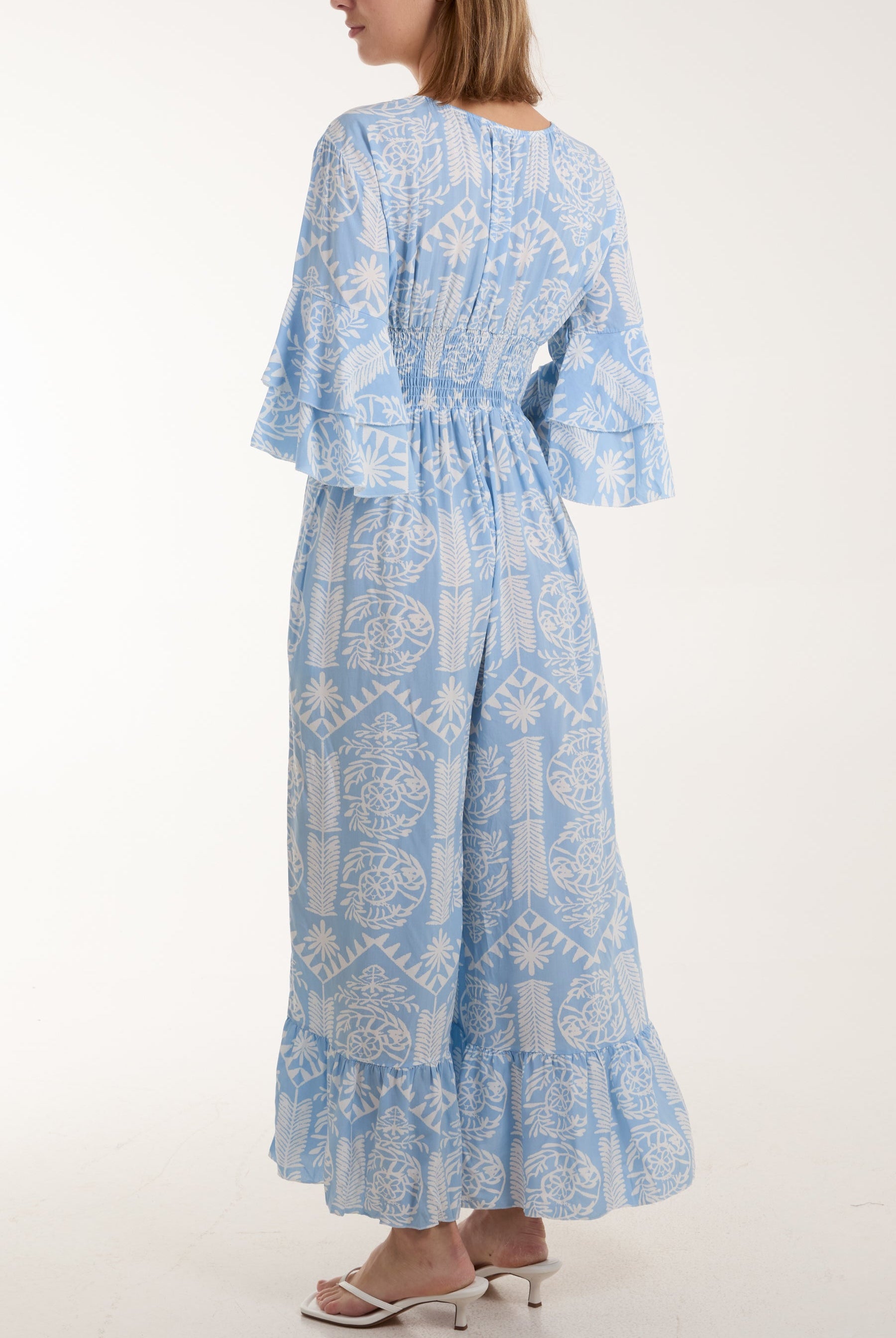 Baroque Shirred Bodice Jumpsuit Jumpsuits WearAll