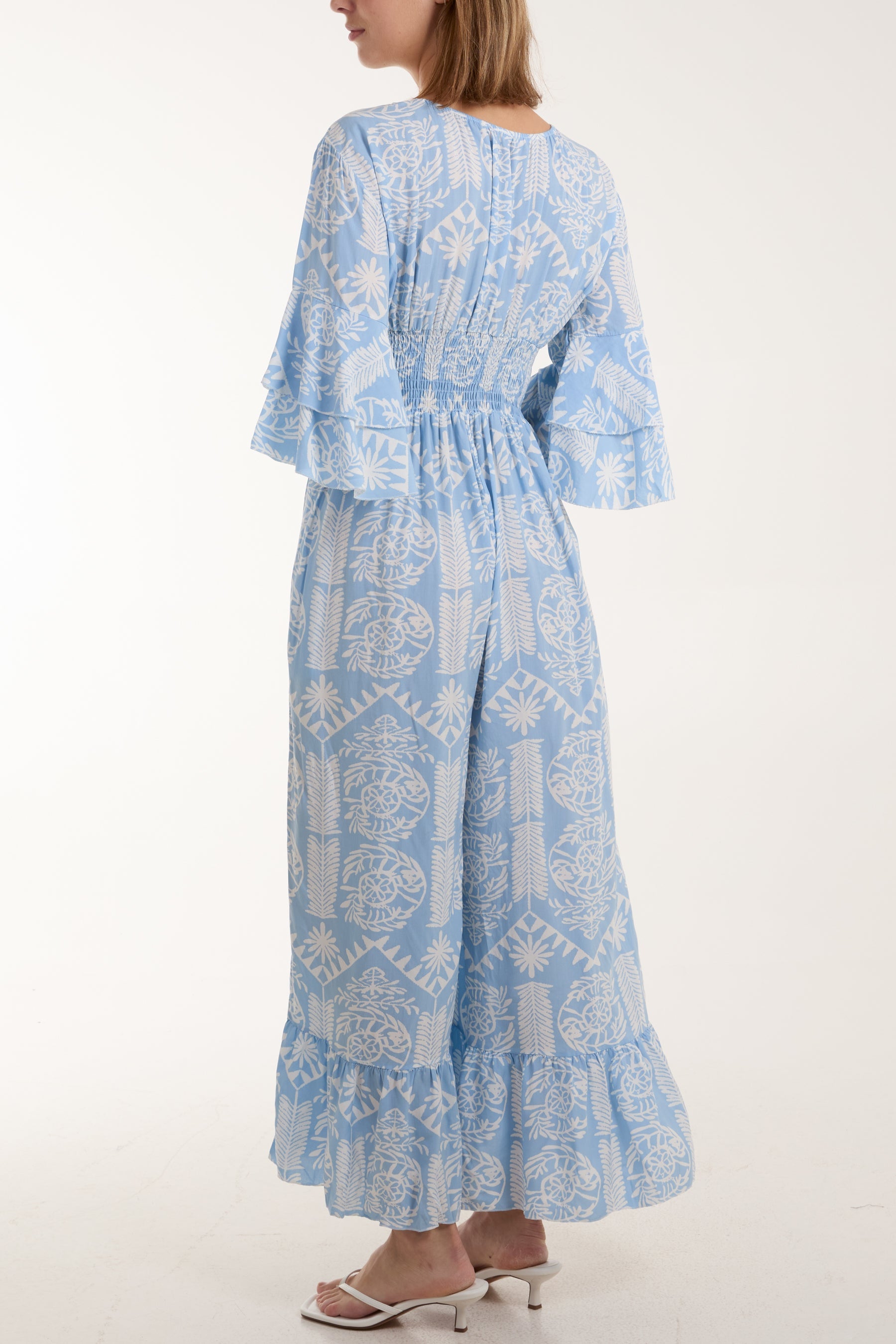 Baroque Shirred Bodice Jumpsuit Jumpsuits WearAll