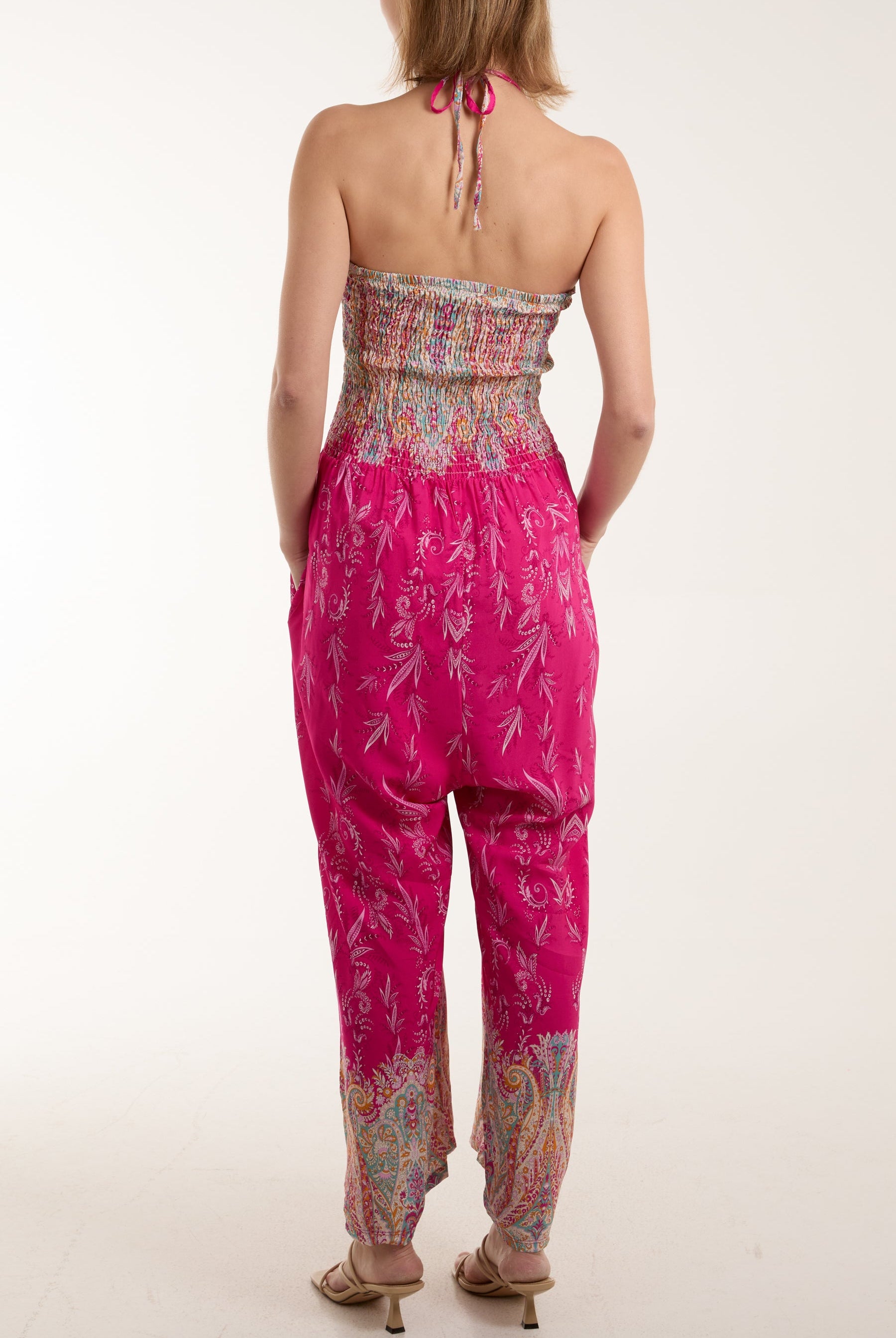 Floral Shirred Bandeau Jumpsuit Jumpsuits WearAll