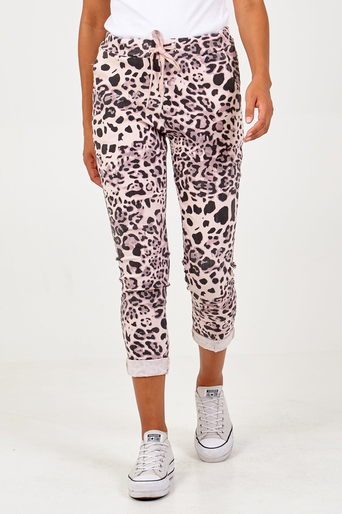 Magic Super Stretch Leopard Print Trousers LEG2 WearAll Pink One Size