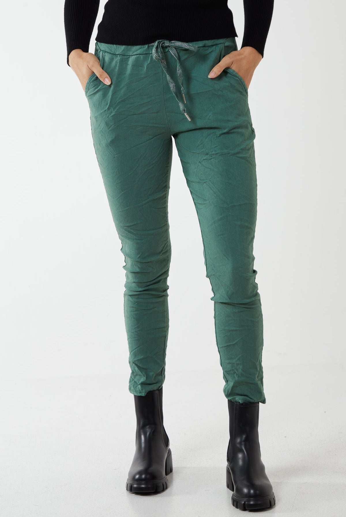 Magic Plain Super Stretch Crushed Trousers TRS1 WearAll Bottle Green One Size