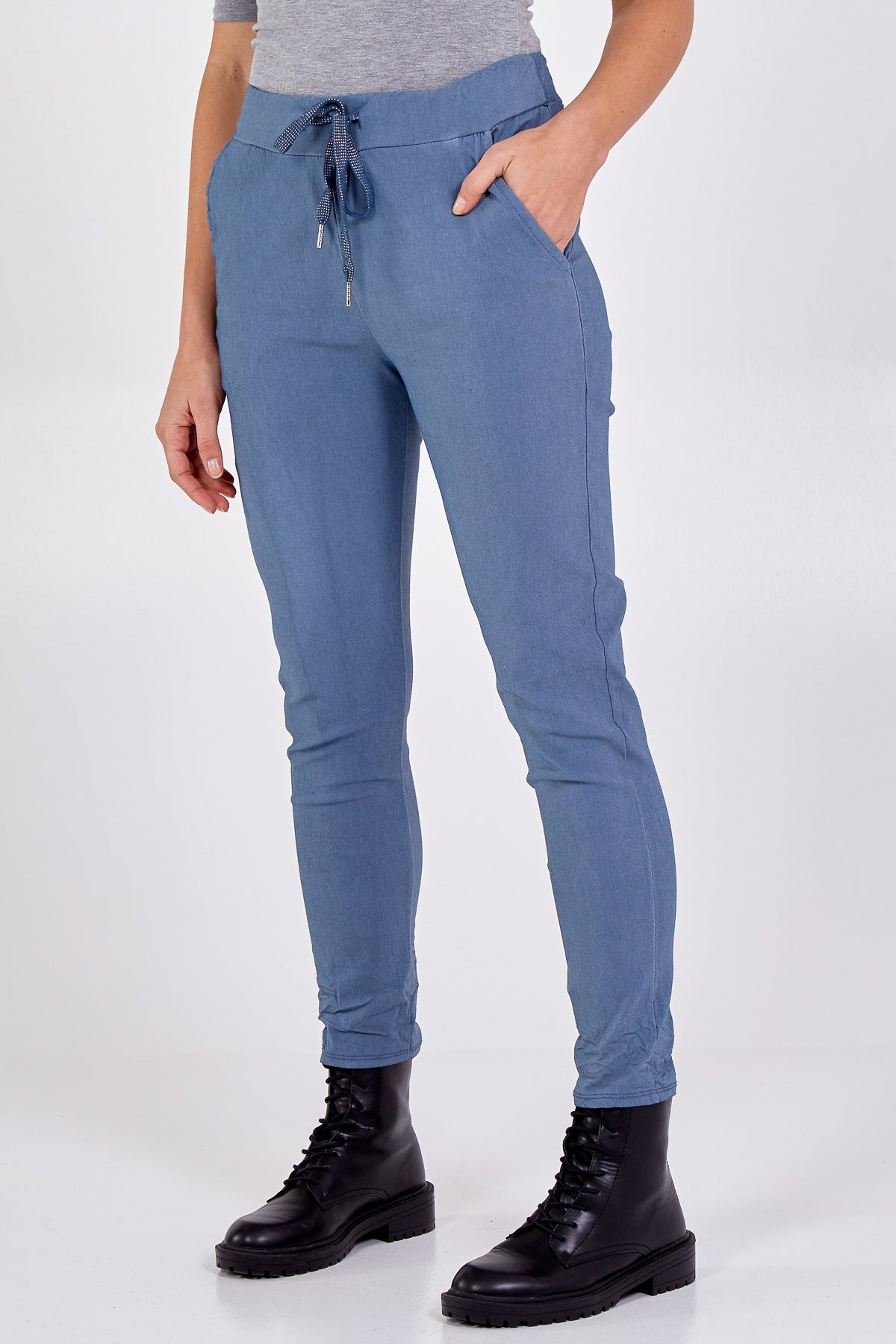 Magic Plain Super Stretch Crushed Trousers TRS1 WearAll Denim One Size