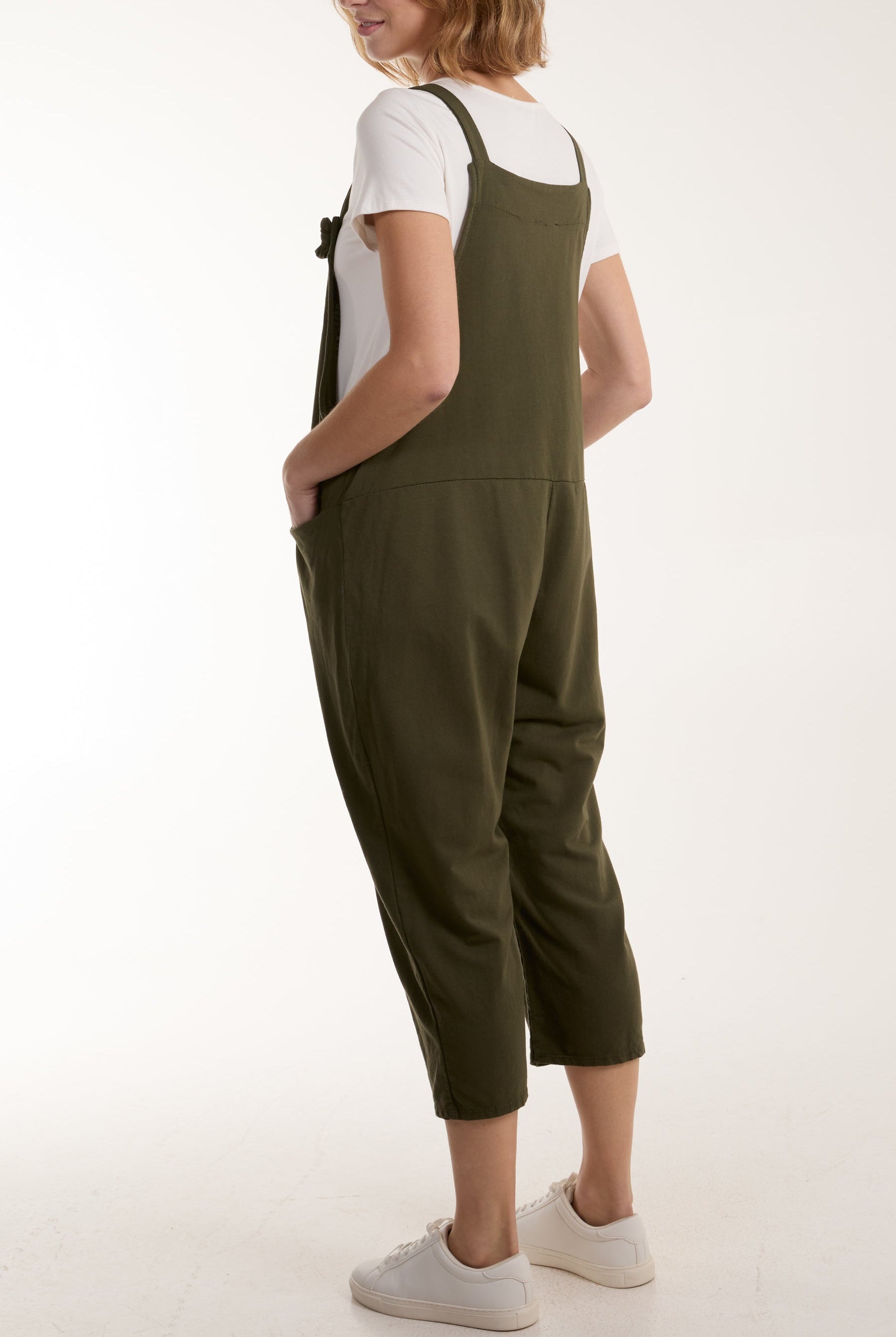 Bow Detail Plain Dungarees Jump/Play WearAll