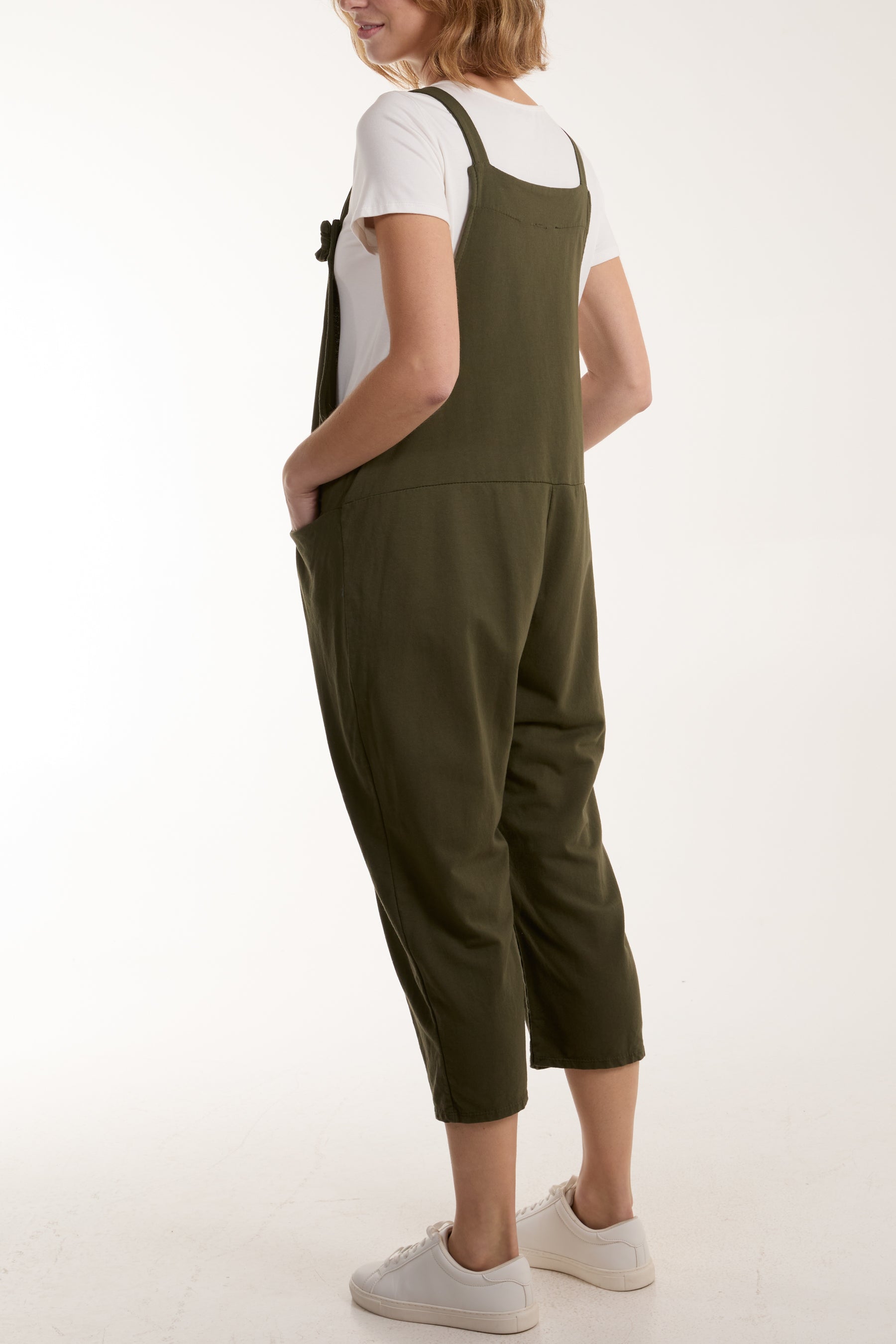 Bow Detail Plain Dungarees Jump/Play WearAll