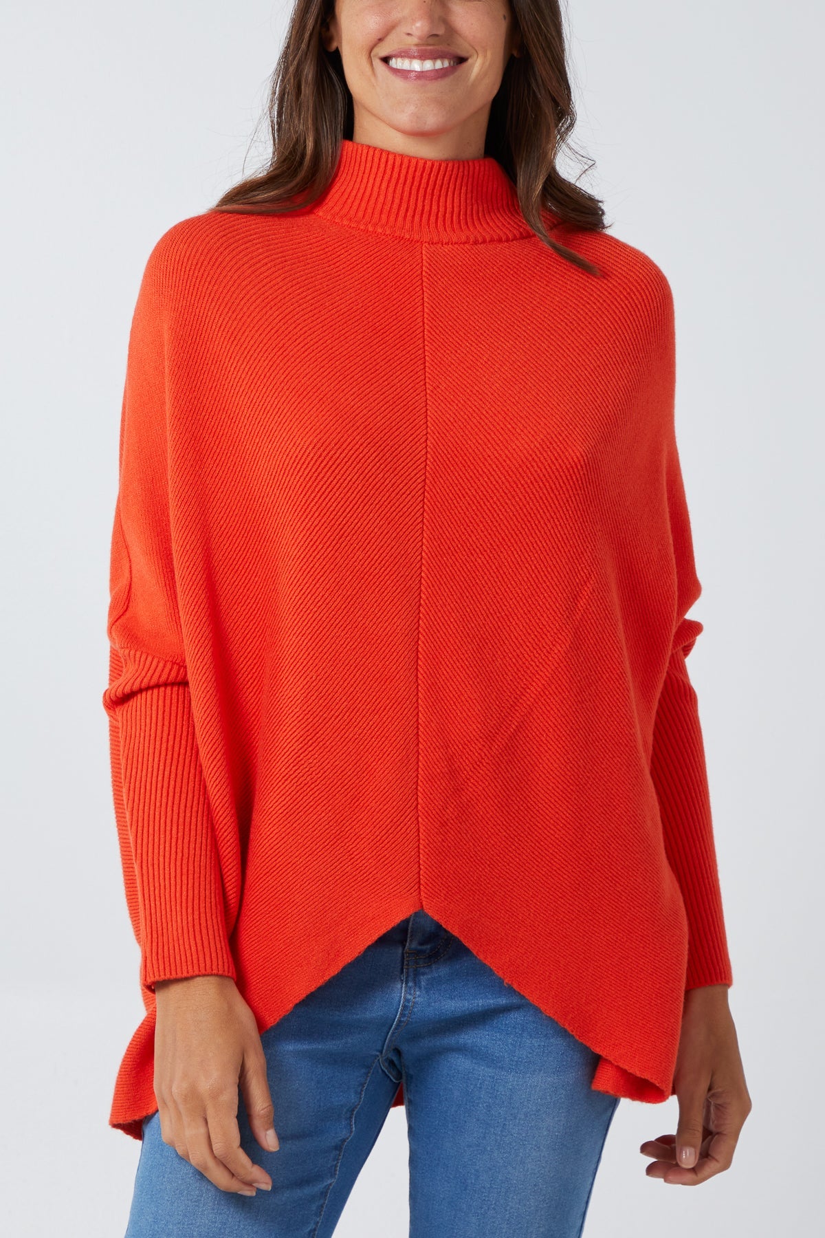 Long Sleeve Turtle Neck Jumper JMF1 WearAll Orange One Size
