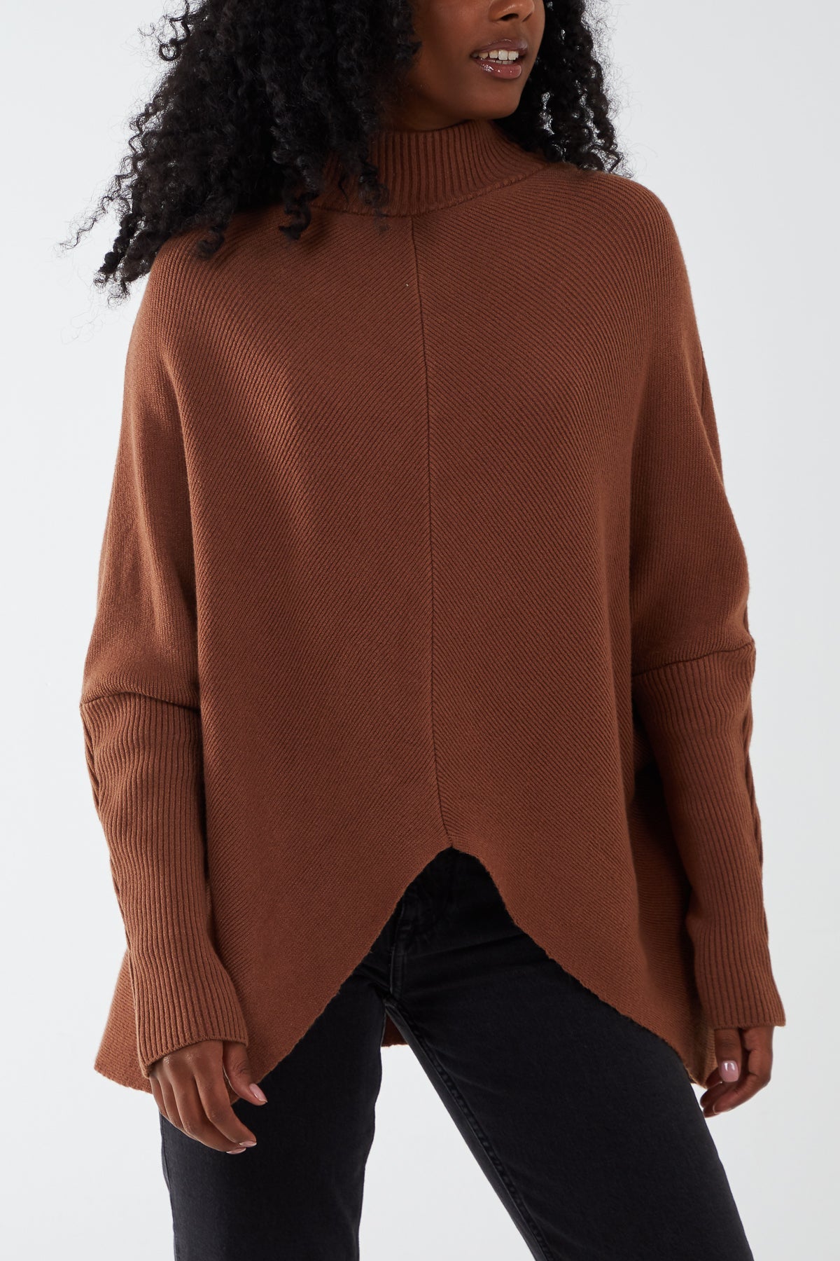 Long Sleeve Turtle Neck Jumper JMF1 WearAll Tobacco One Size