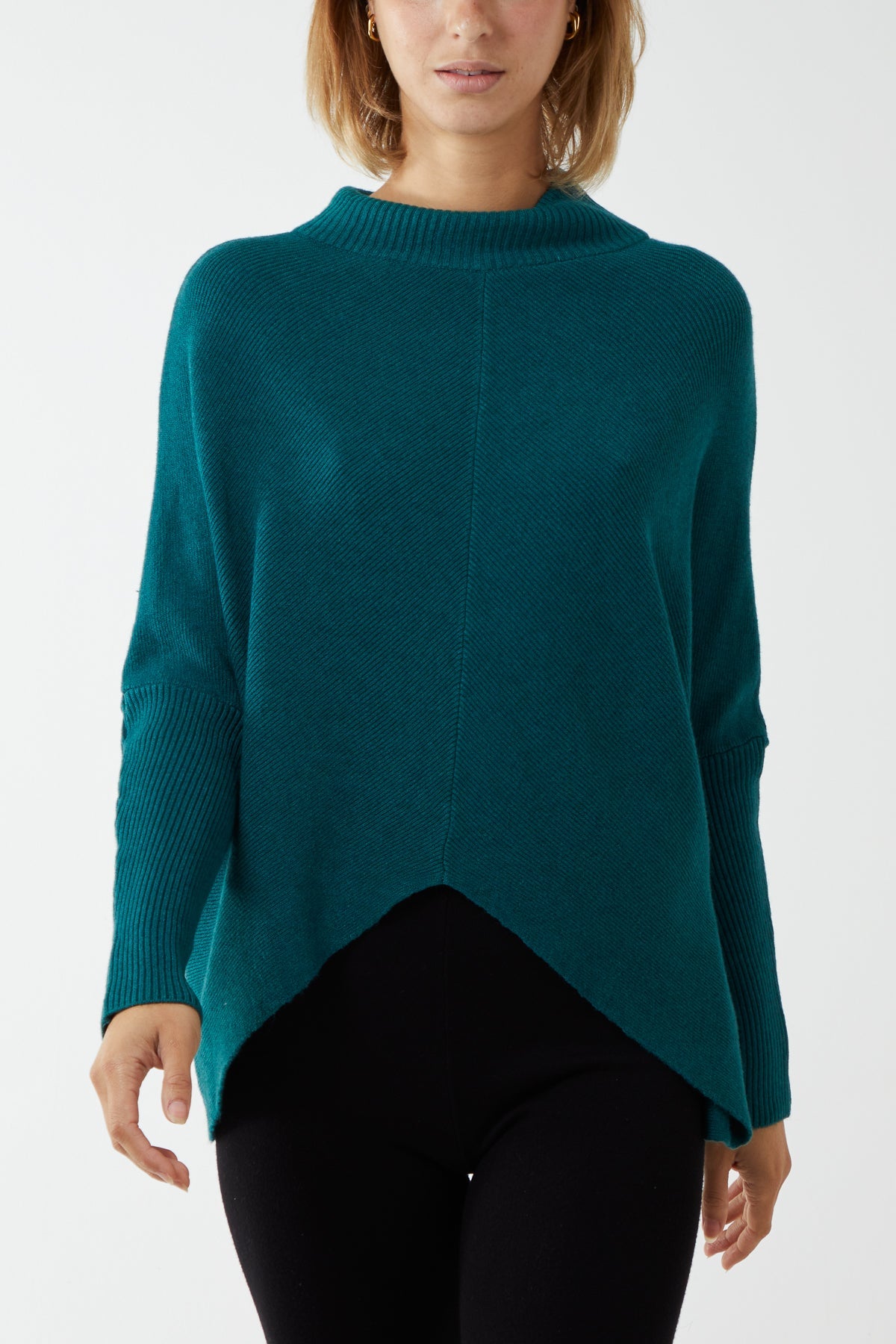 Long Sleeve Turtle Neck Jumper JMF1 WearAll Teal One Size