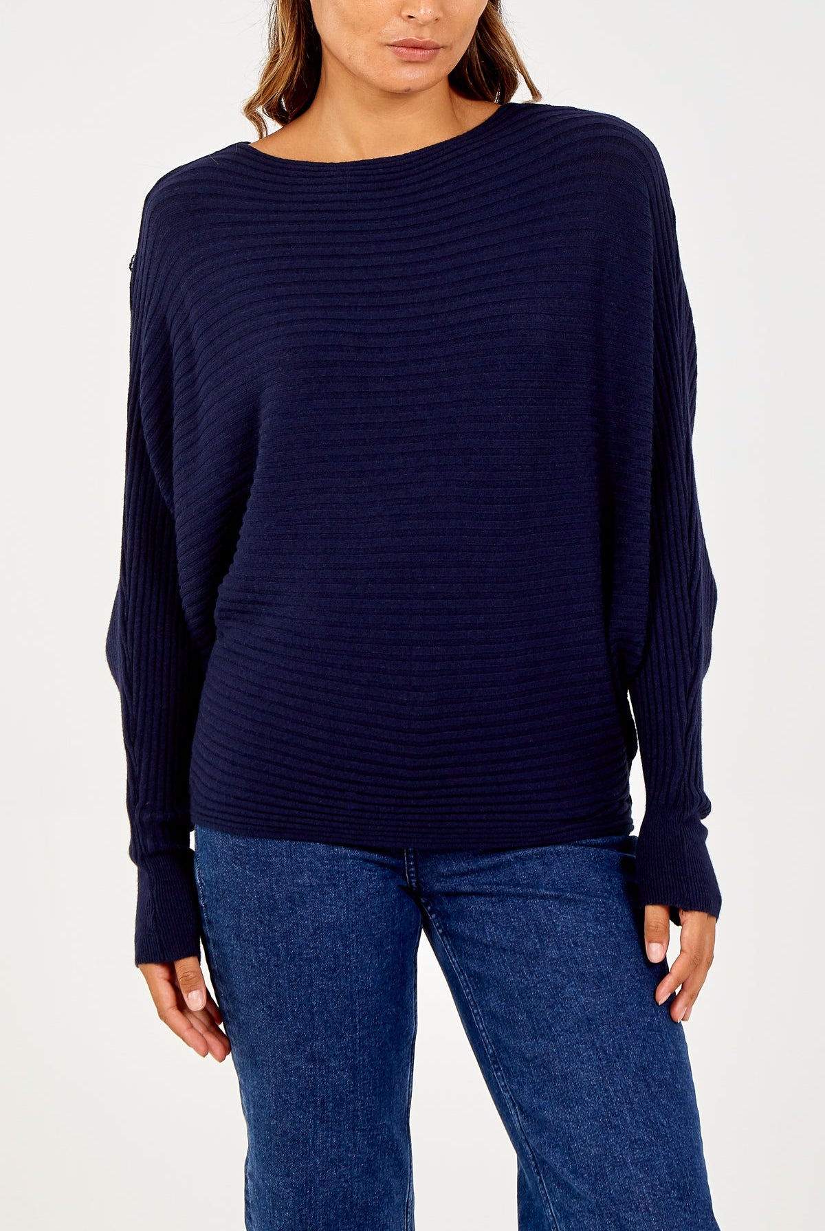 Batwing Ribbed Jumper JMF1 WearAll Navy One Size