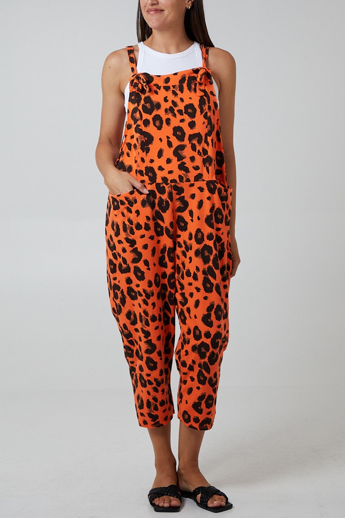 Leopard Print Dungarees Jump/Play WearAll Orange One Size
