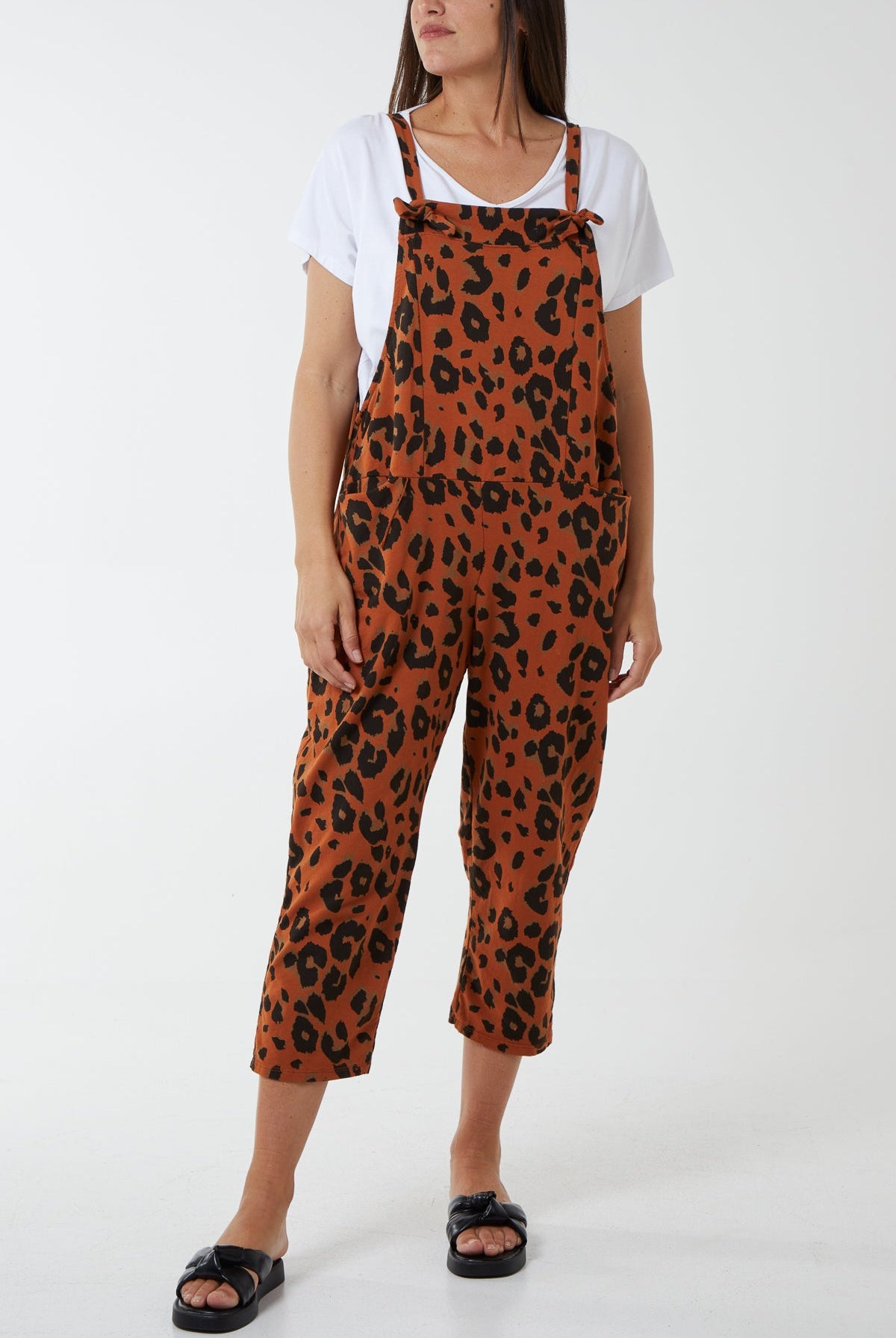 Leopard Print Dungarees Jump/Play WearAll Rust One Size