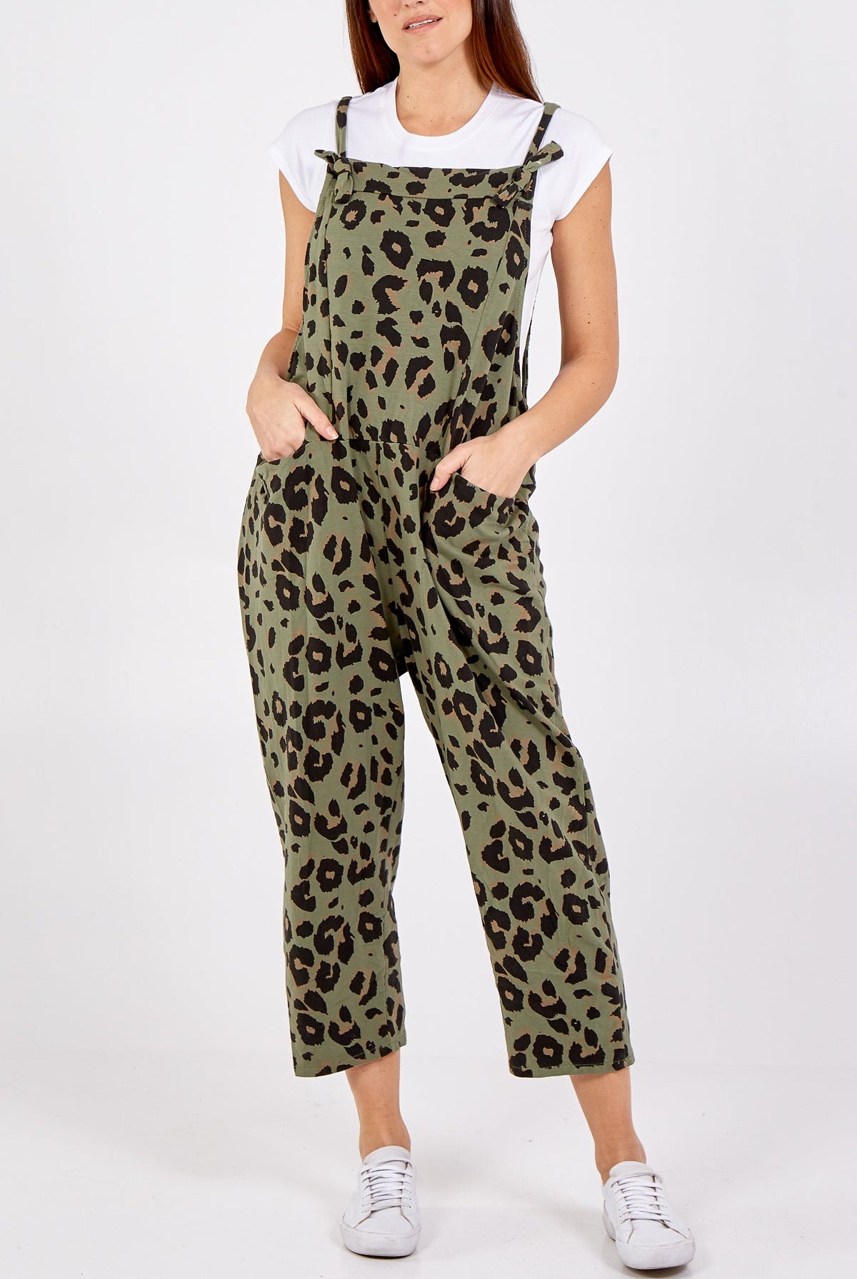 Leopard Print Dungarees Jump/Play WearAll Khaki One Size