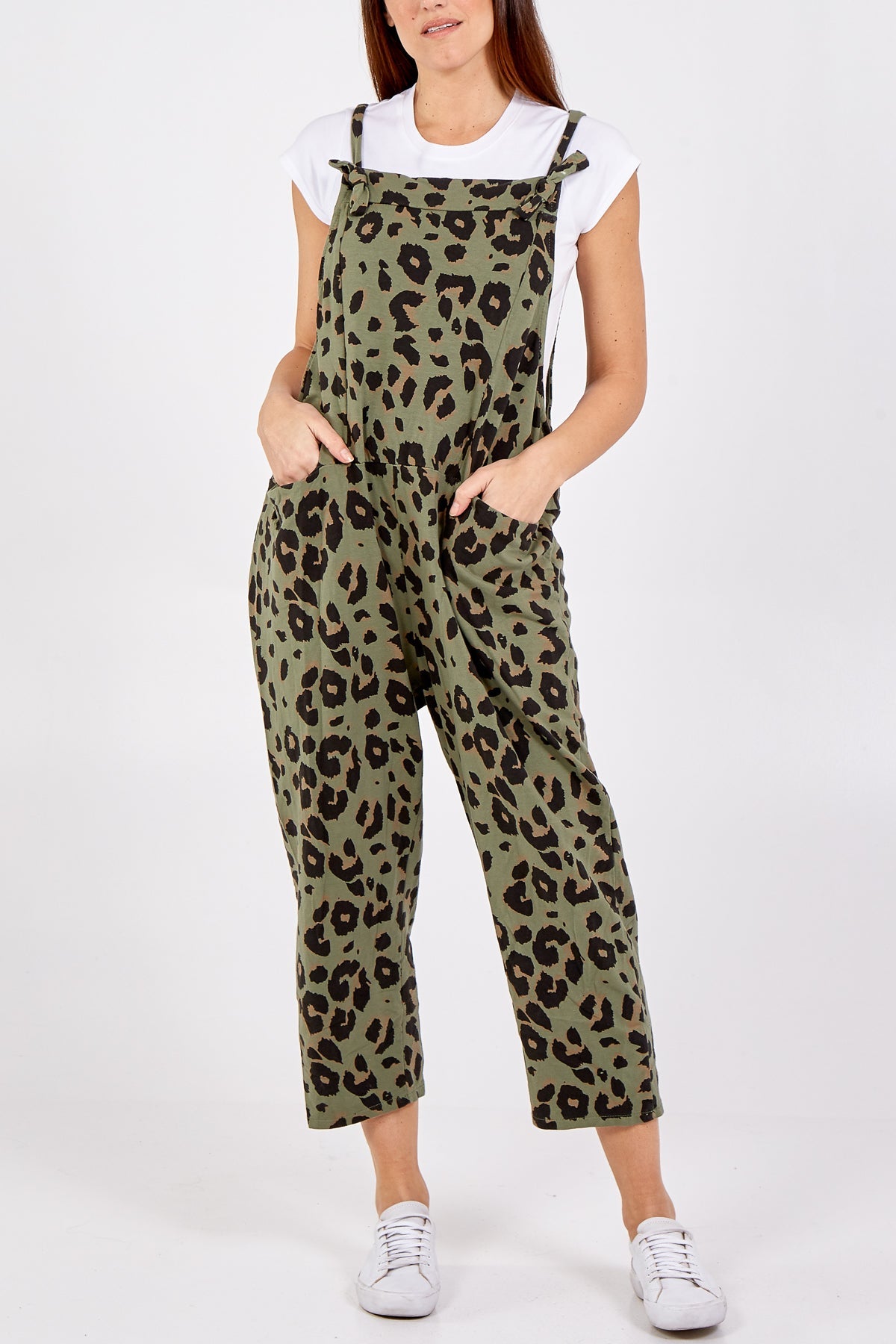 Leopard Print Dungarees Jump/Play WearAll Khaki One Size