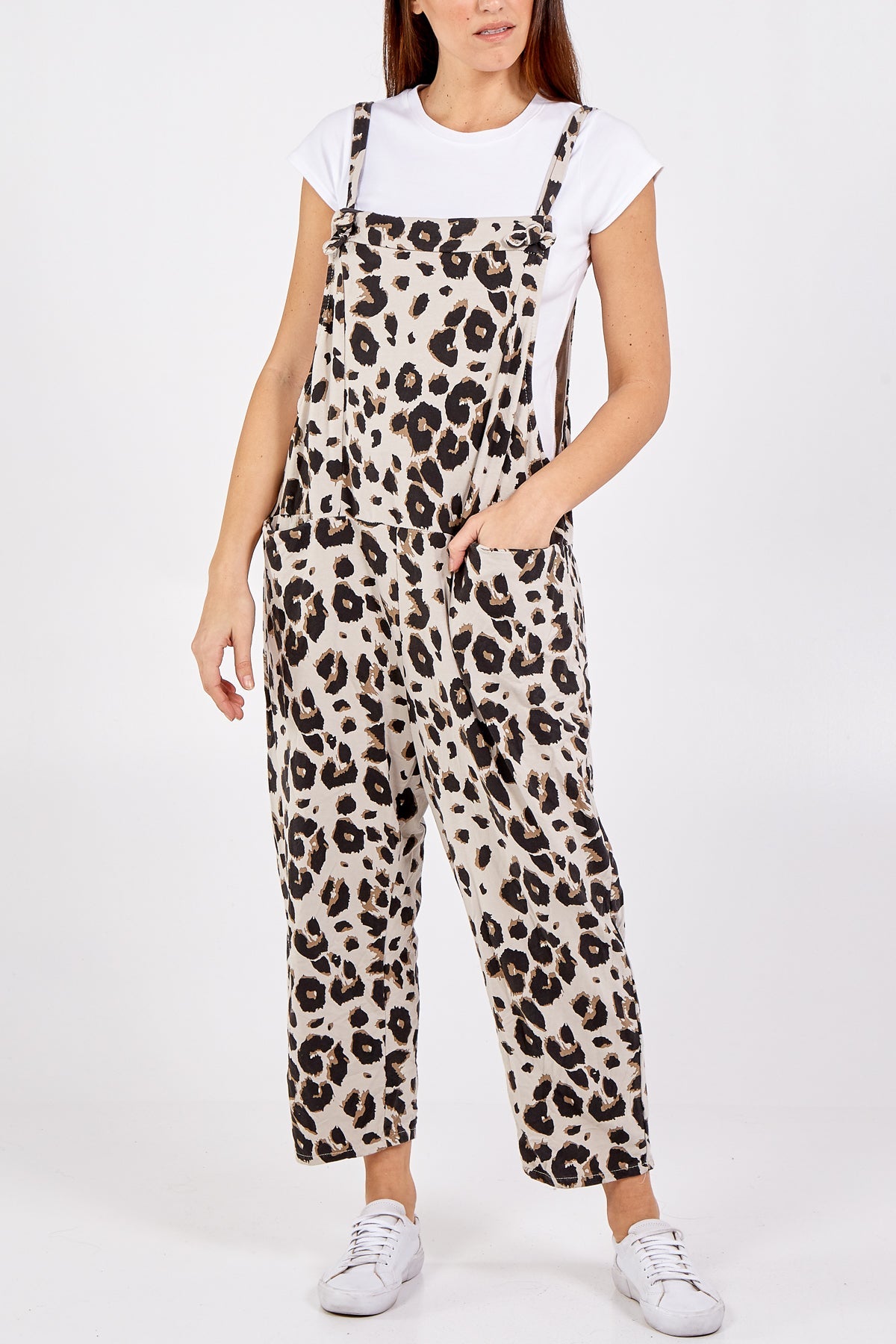 Leopard Print Dungarees Jump/Play WearAll Stone One Size