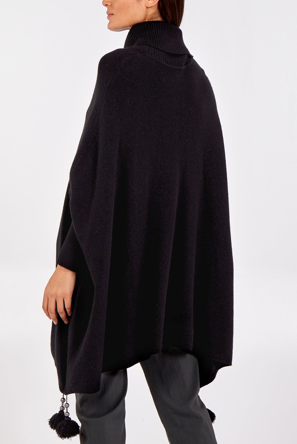 Roll Neck Tassel Poncho Style Jumper Cardigans & Ponchos WearAll