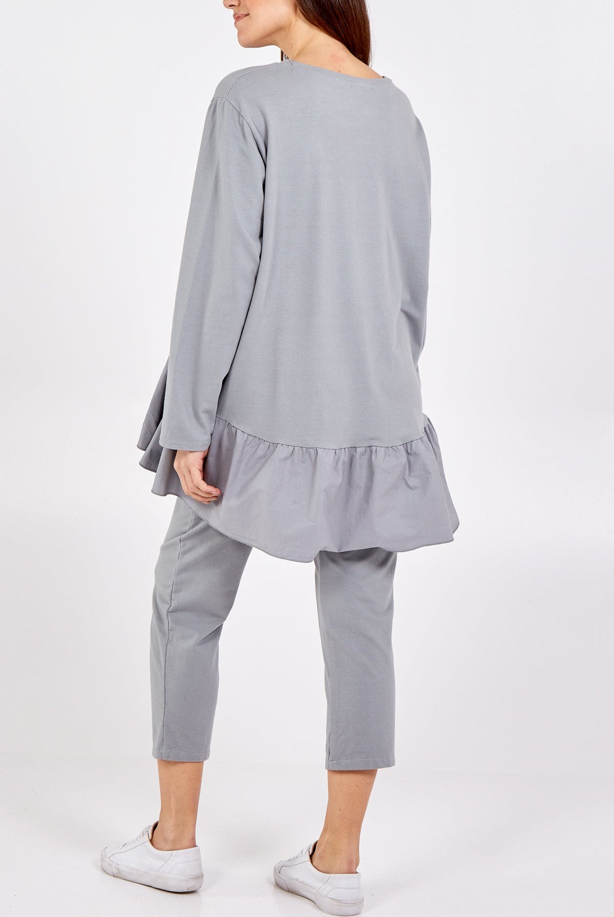 Asymmetrical Frill Hem Glitter Star Loungewear Set Set WearAll