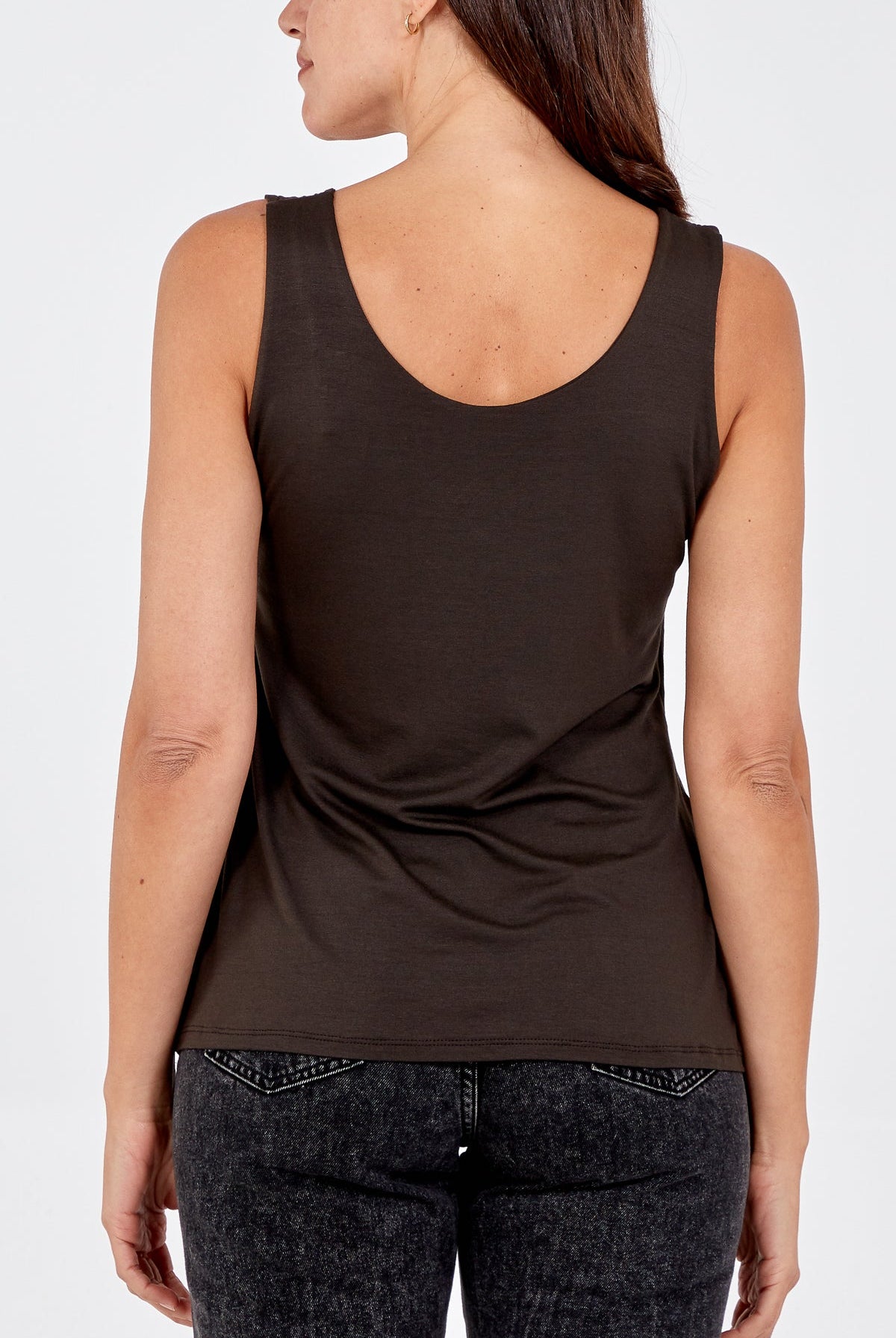 Double Layer Scoop Neck Plain Vest TOPMF2 WearAll