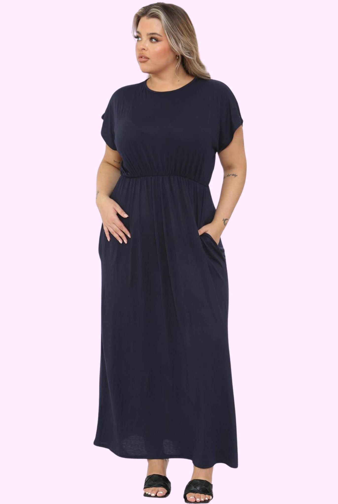 SHORT SLEEVE MAXI DRESS Dresses WearAll Navy 16-18