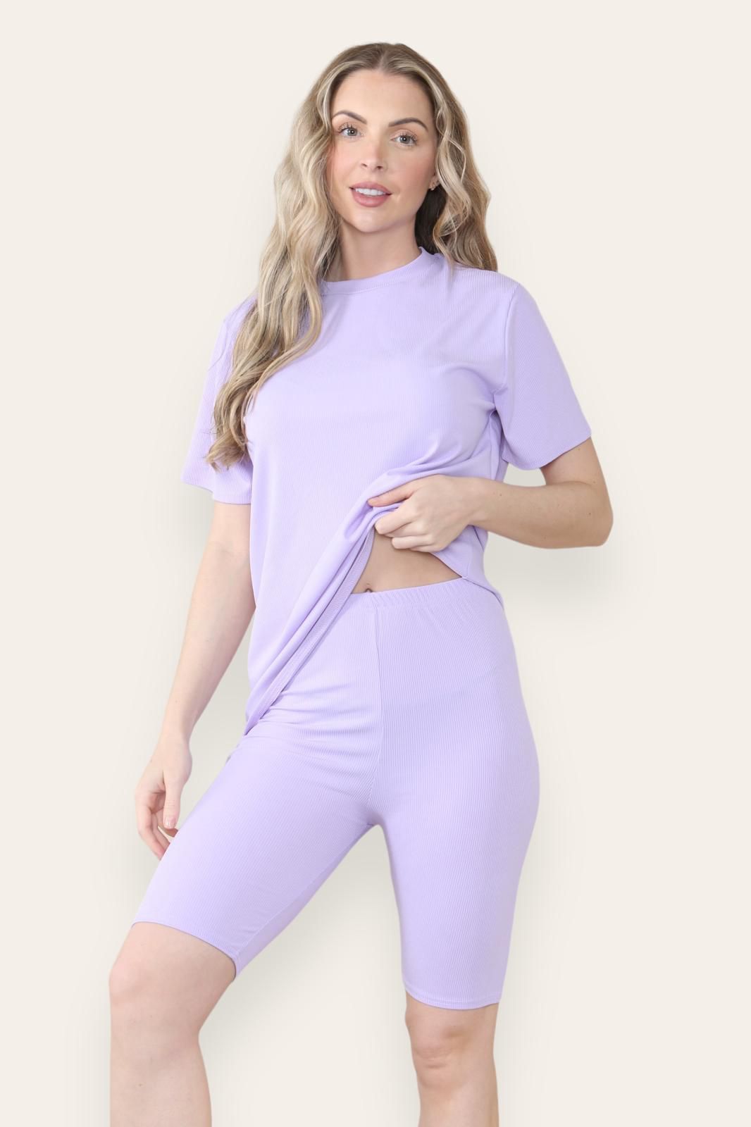 Ribbed Cycling Sorts Set Shorts WearAll Lilac 8-10