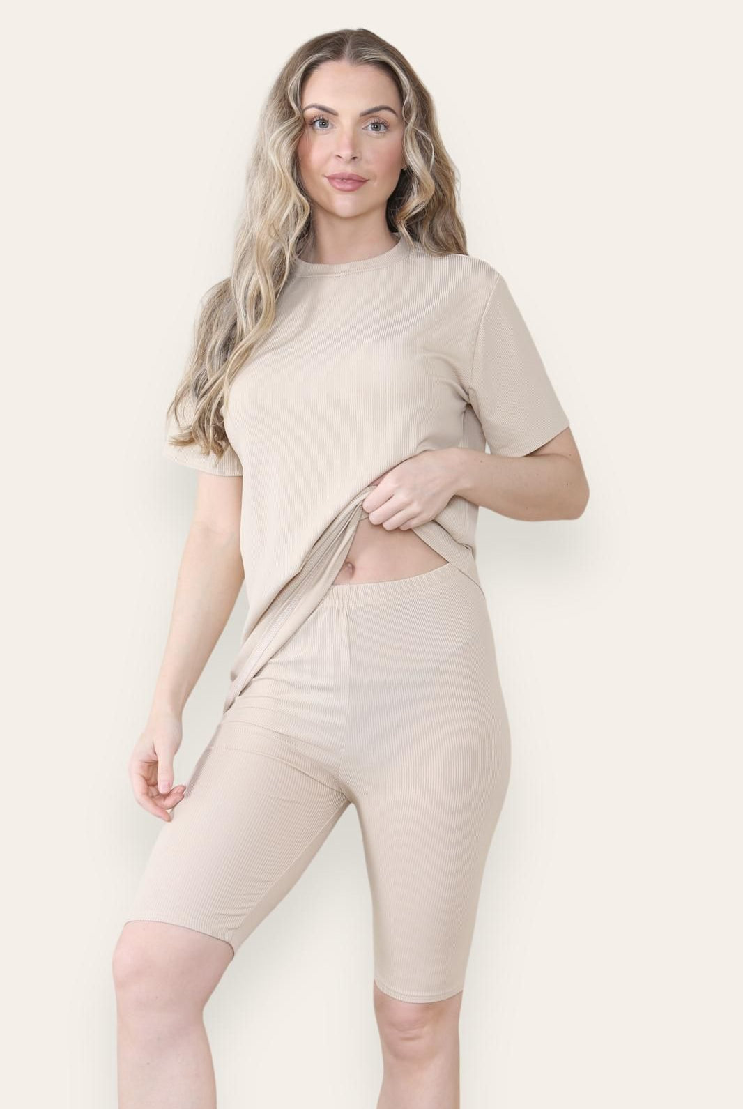 Ribbed Cycling Sorts Set Shorts WearAll Beige 8-10