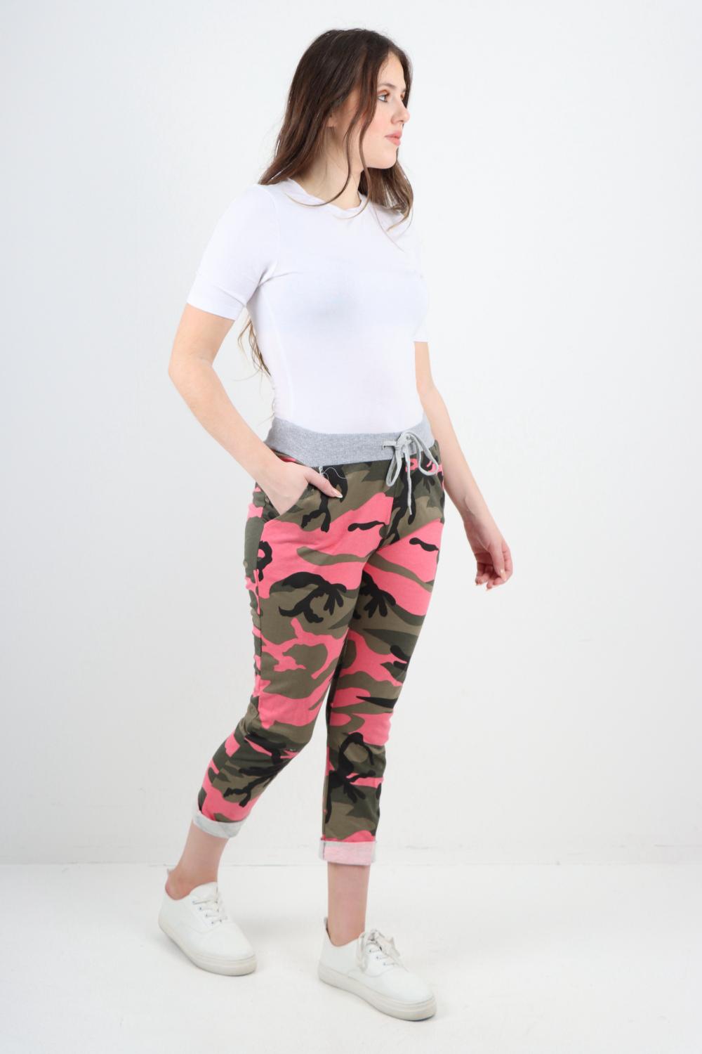 Italian Camouflage Print Trousers Sweatpants WearAll PInk 8