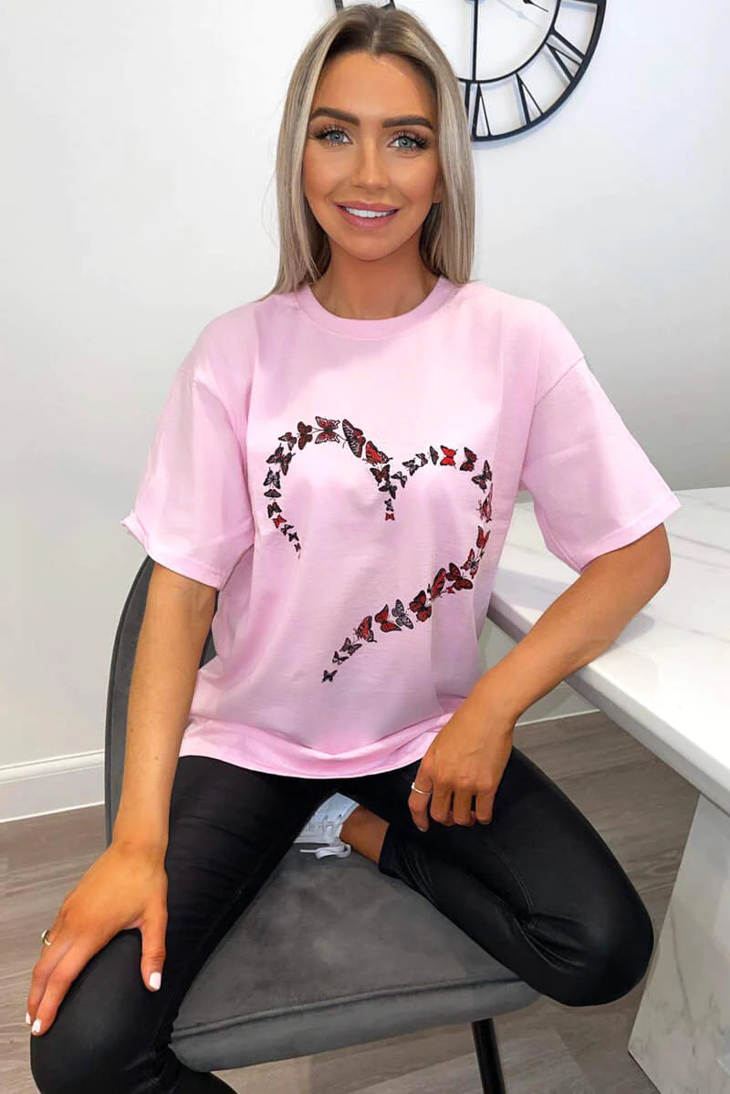 Butterfly T shirt Tops WearAll Pink 16-18