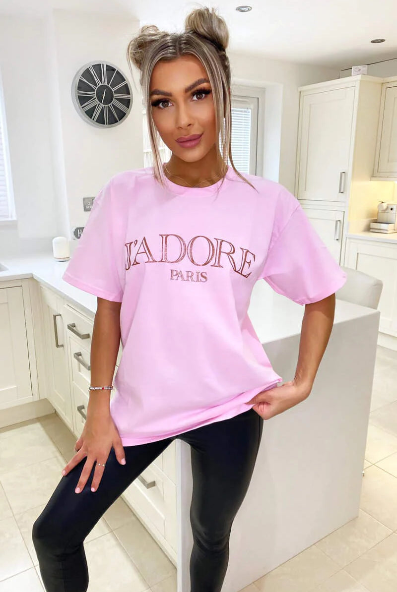 J'adore T-Shirt WearAll Pink 16-18