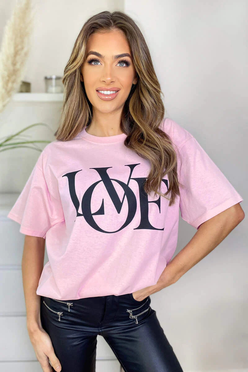 Love Black T-Shirt WearAll Pink 16-18