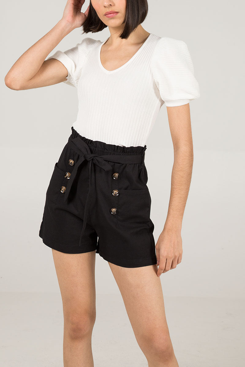Stretch Paper Bag Shorts Shorts WearAll Black Large