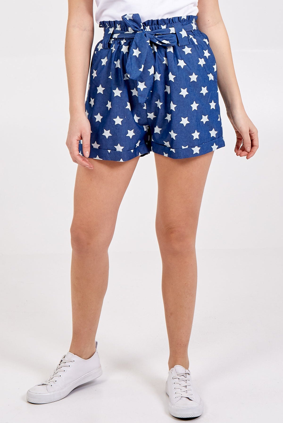 High Waisted Star Print Shorts Shorts WearAll Denim Small