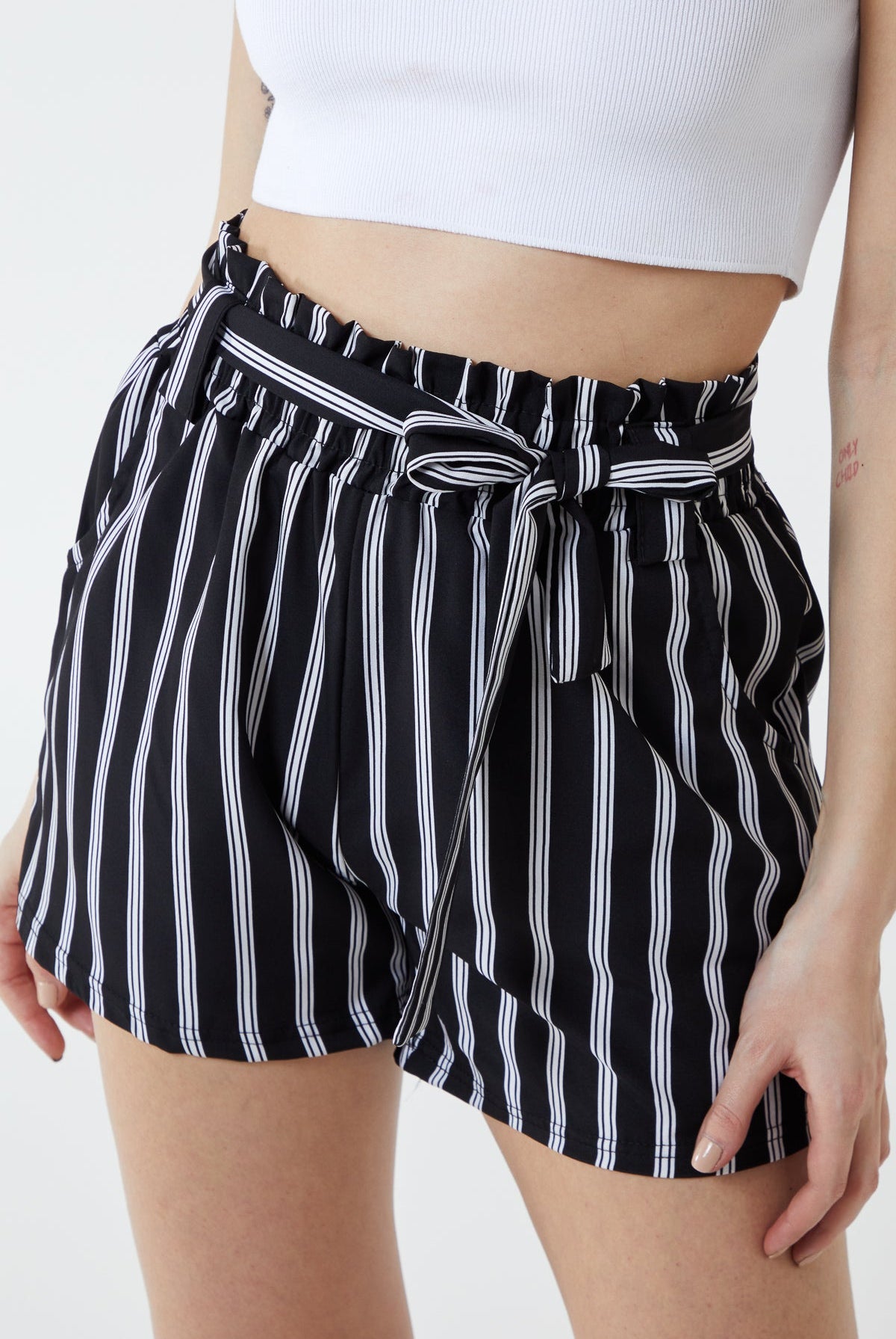 Belted Shorts with Stripes Shorts WearAll