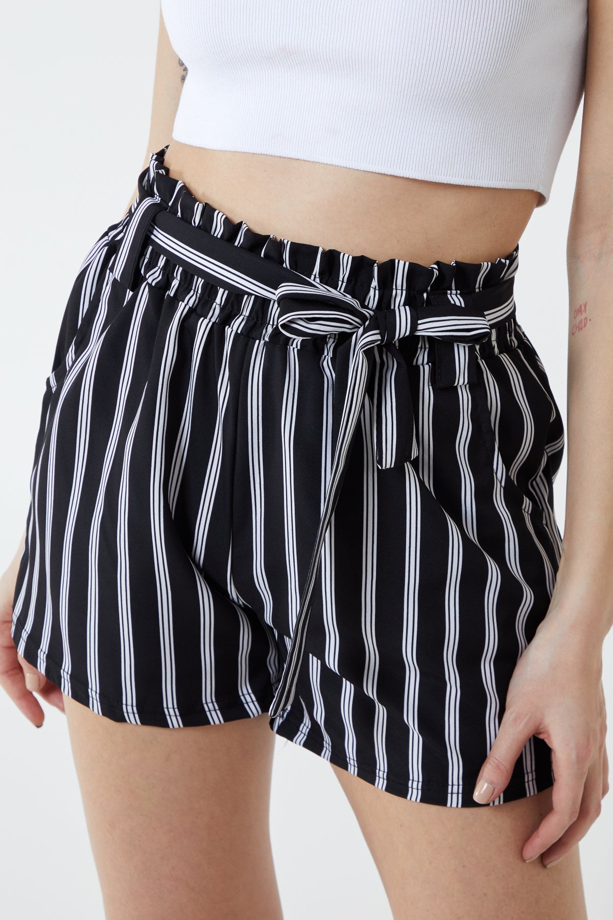 Belted Shorts with Stripes Shorts WearAll
