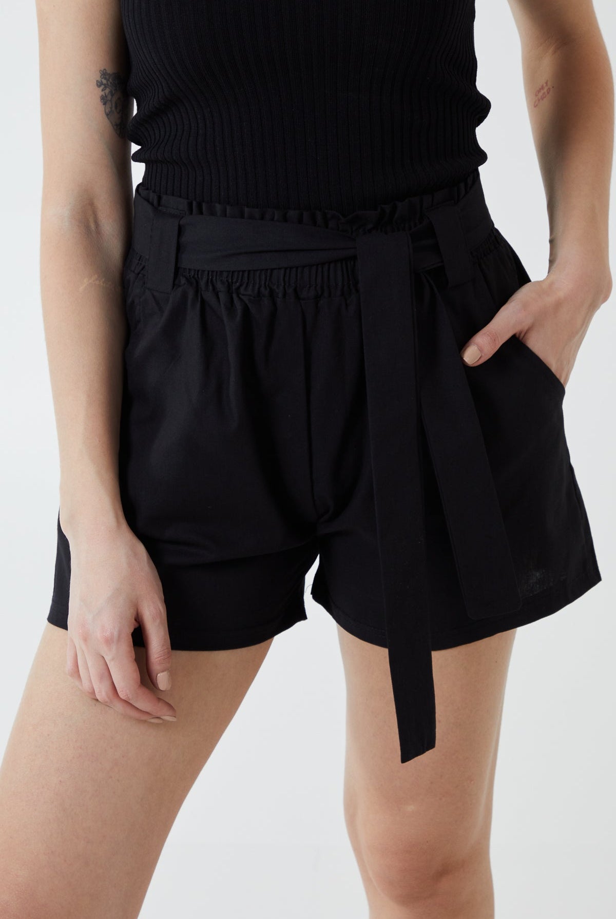Paper Bag Waist Belted Shorts Shorts WearAll