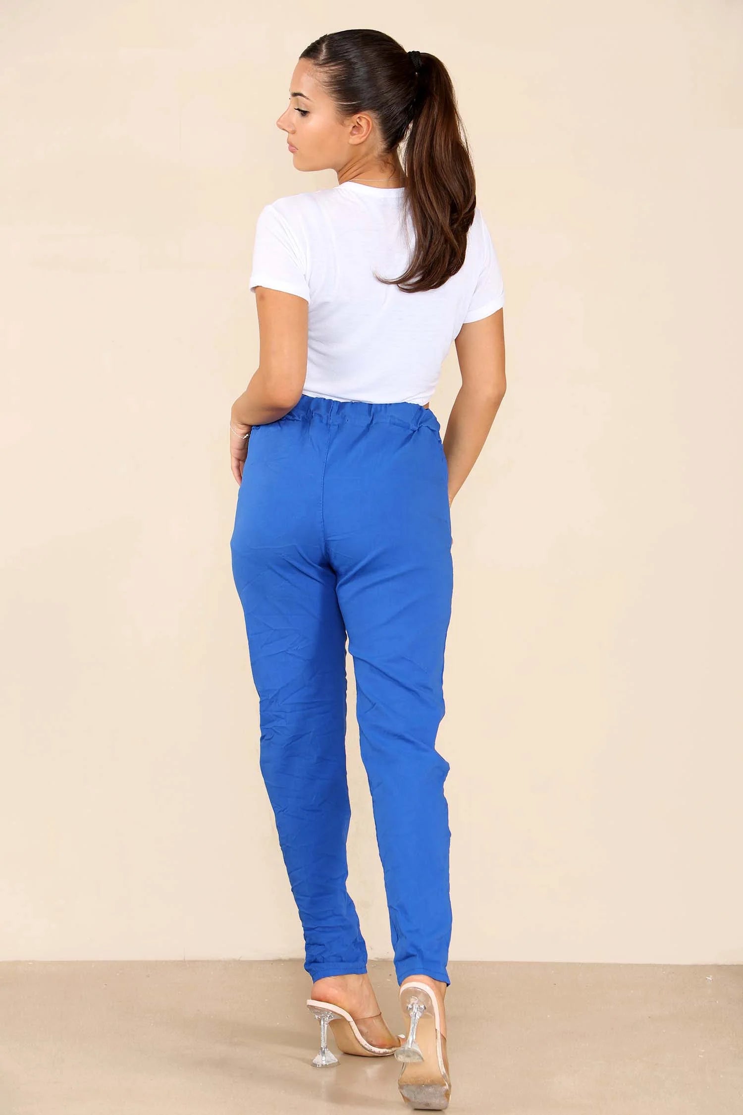 Plus Size Italian Glitter Drawstring Waistband Magic Pants Trouser WearAll