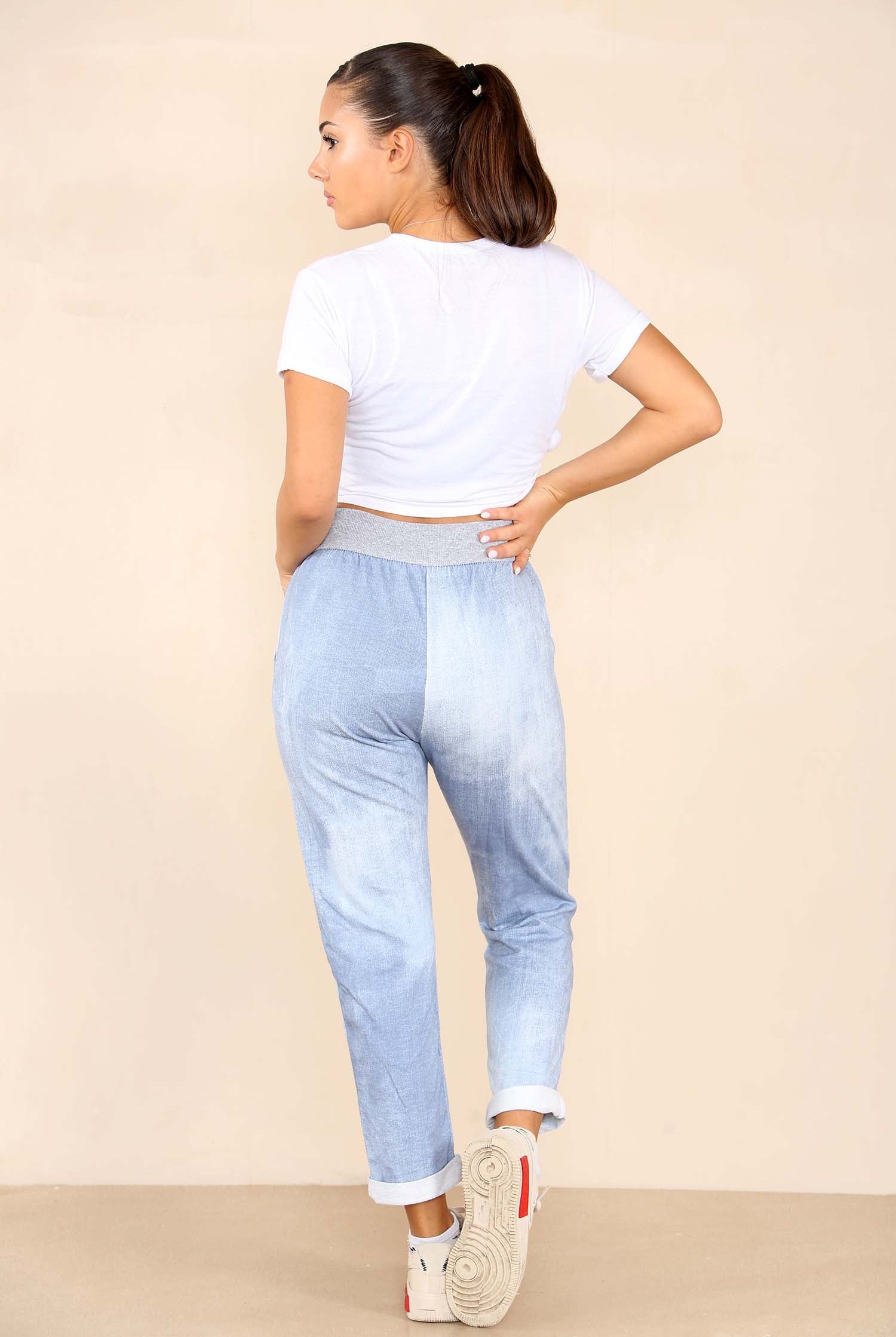 Italian Plain Drawstring Cotton Joggers Trouser WearAll