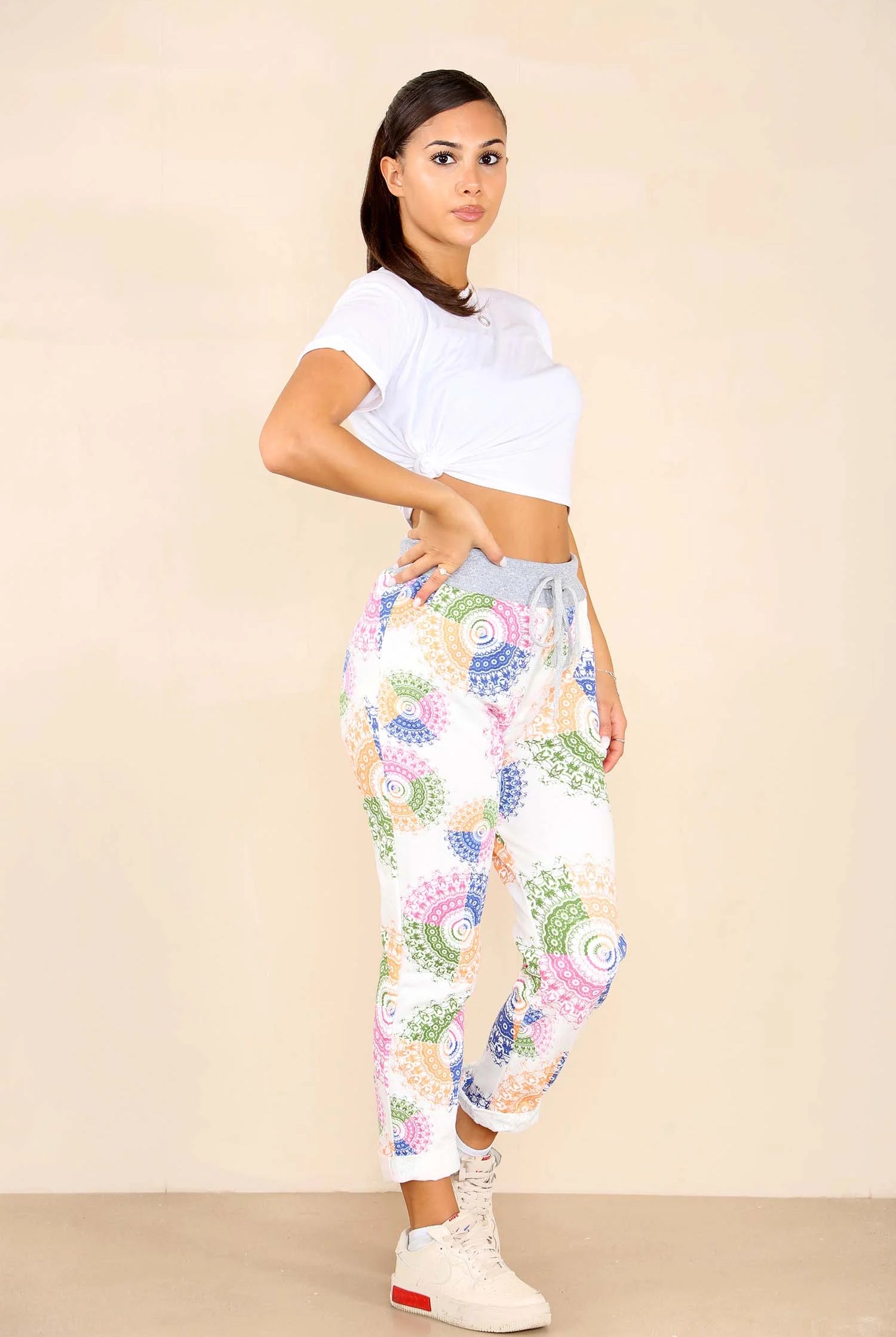 Italian Aboriginal Print Drawstring Cotton Joggers Trouser WearAll