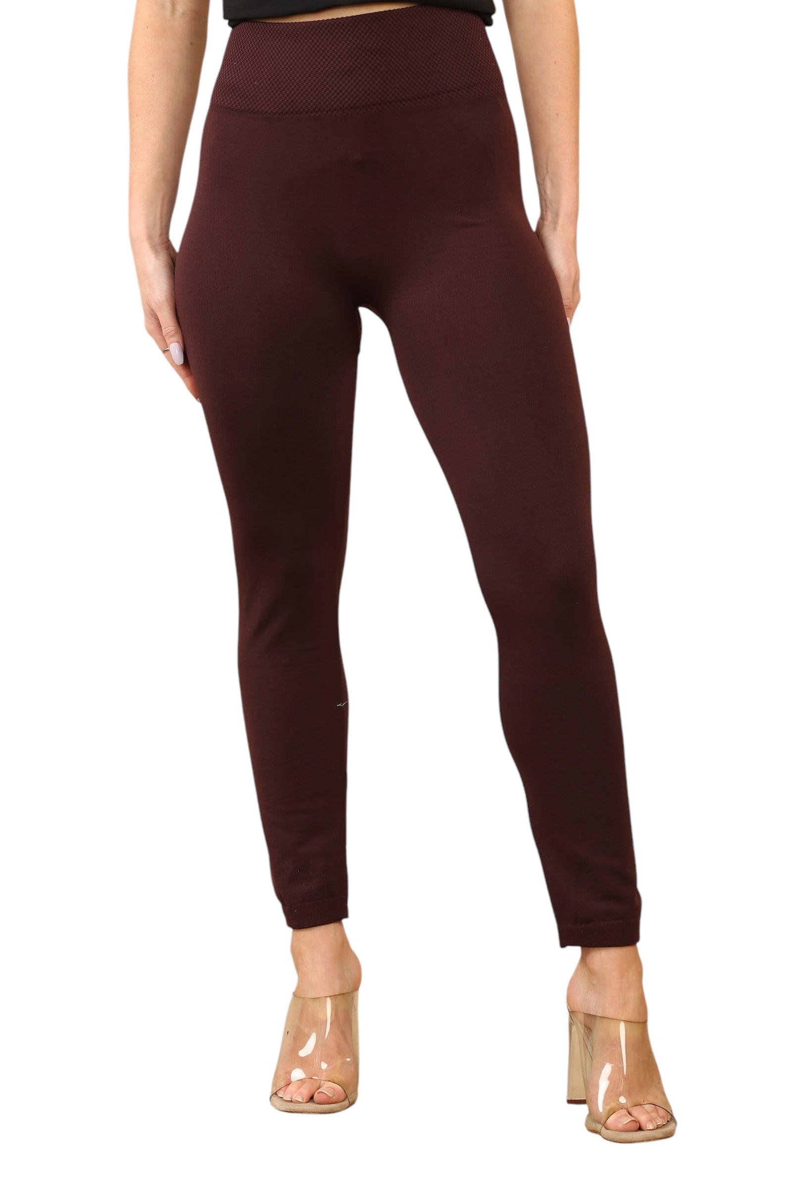 Fleece Lined Thermal Leggings Leggings WearAll Burgundy S/M
