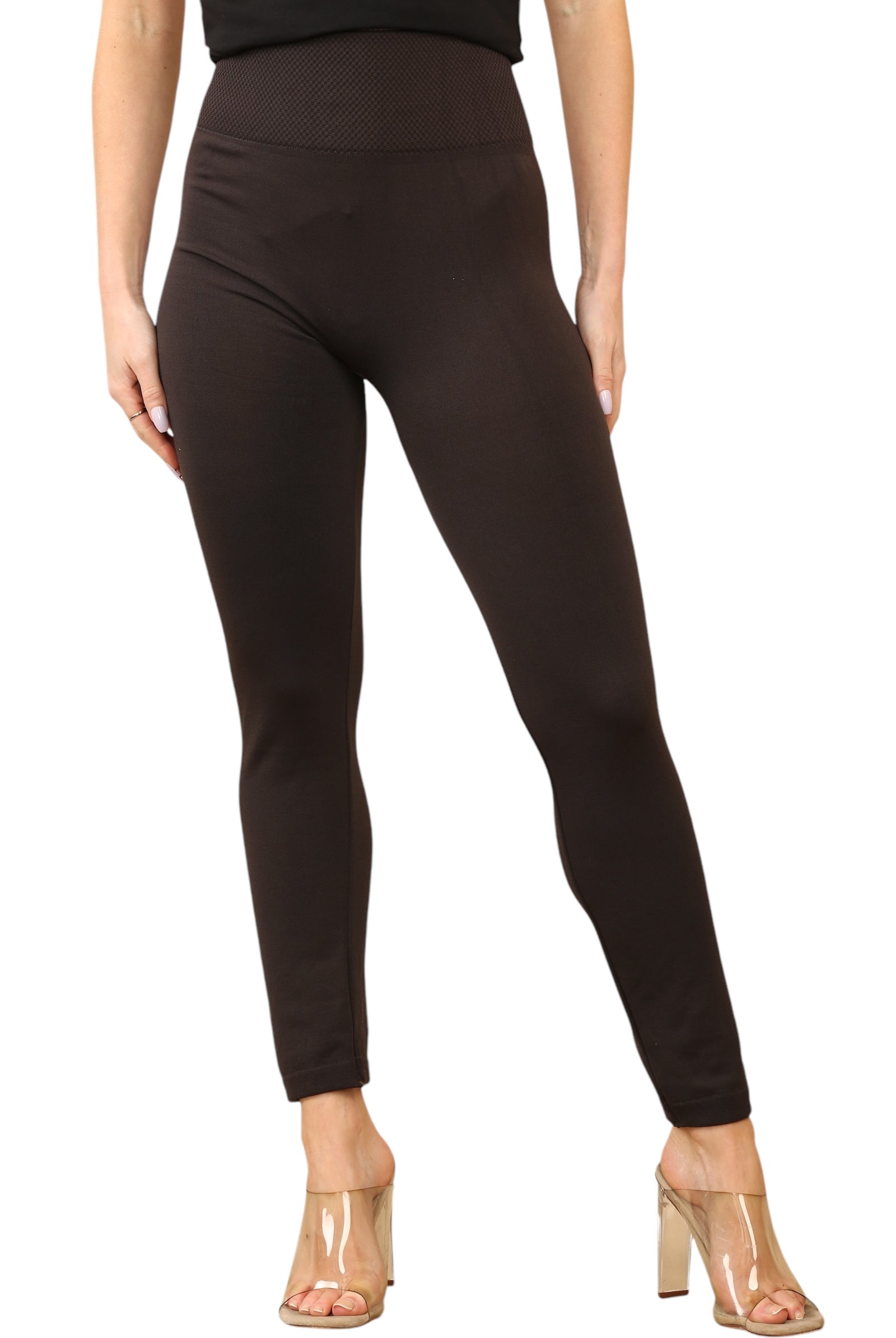 Fleece Lined Thermal Leggings Leggings WearAll Brown S/M