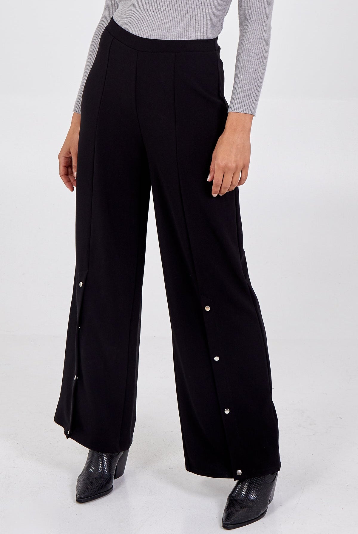 Wide Leg Button Side Trousers TRS1 WearAll