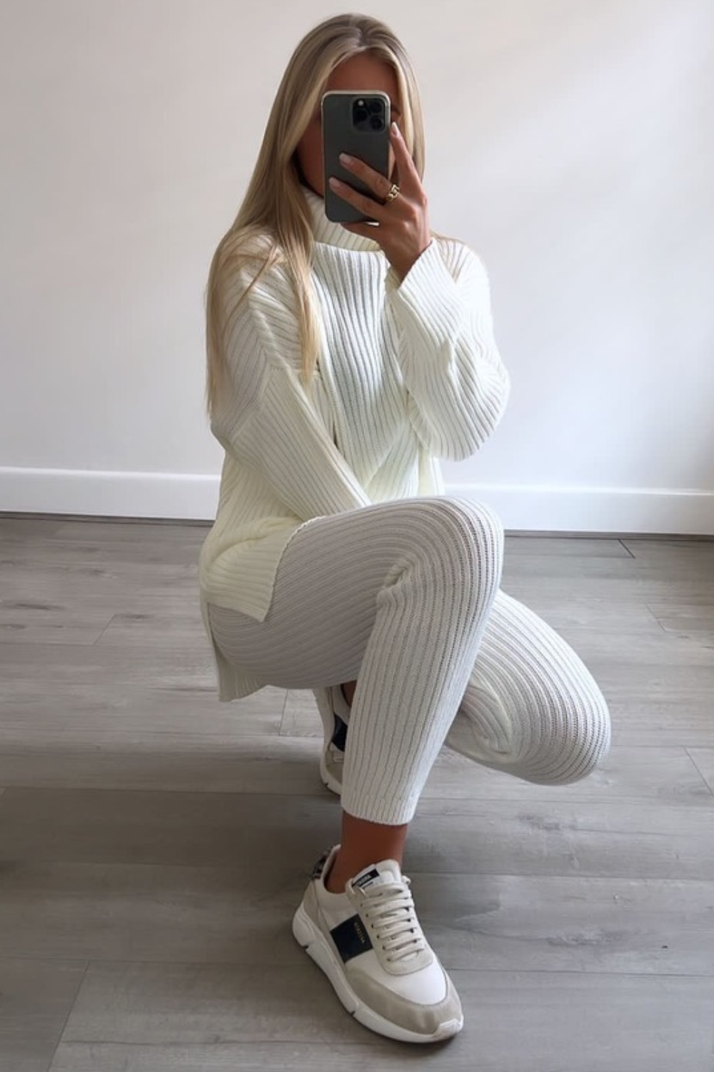 Oversized Roll Neck Knitted Co-Ord Loungewear WearAll