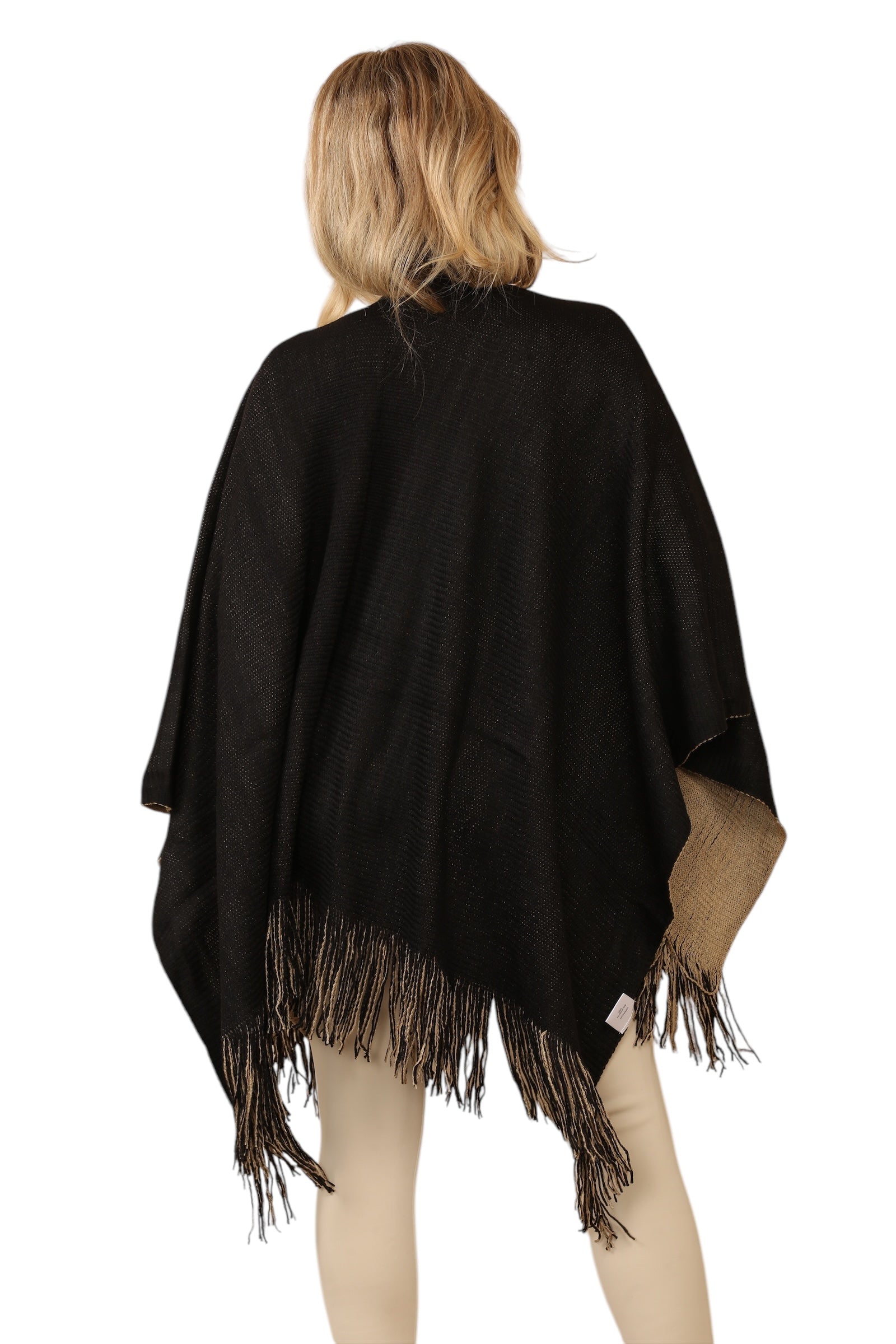 Reversible Plain Check Print Oversized Shawl Cardigan WearAll